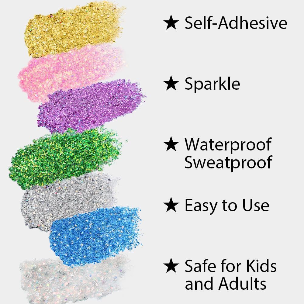 Mysense Gold Body Glitter Stick,Face Hair Glitter Makeup,Music Festival Concert Outfit Rave Pride Accessories for Women,Mermaid Sequins Chunky Glitter Face Paint,Hair Glitter Gel for Kids,0.56oz