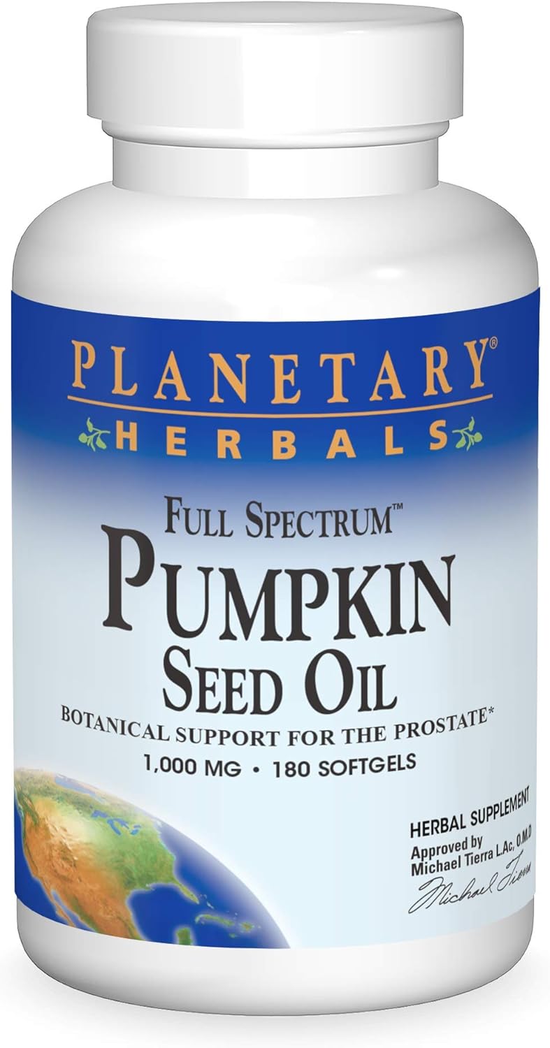 PLANETARY HERBALS Full Spectrum Pumpkin Seed Oil, Botanical Support for The Prostate*, 1,000 mg - 180 Count