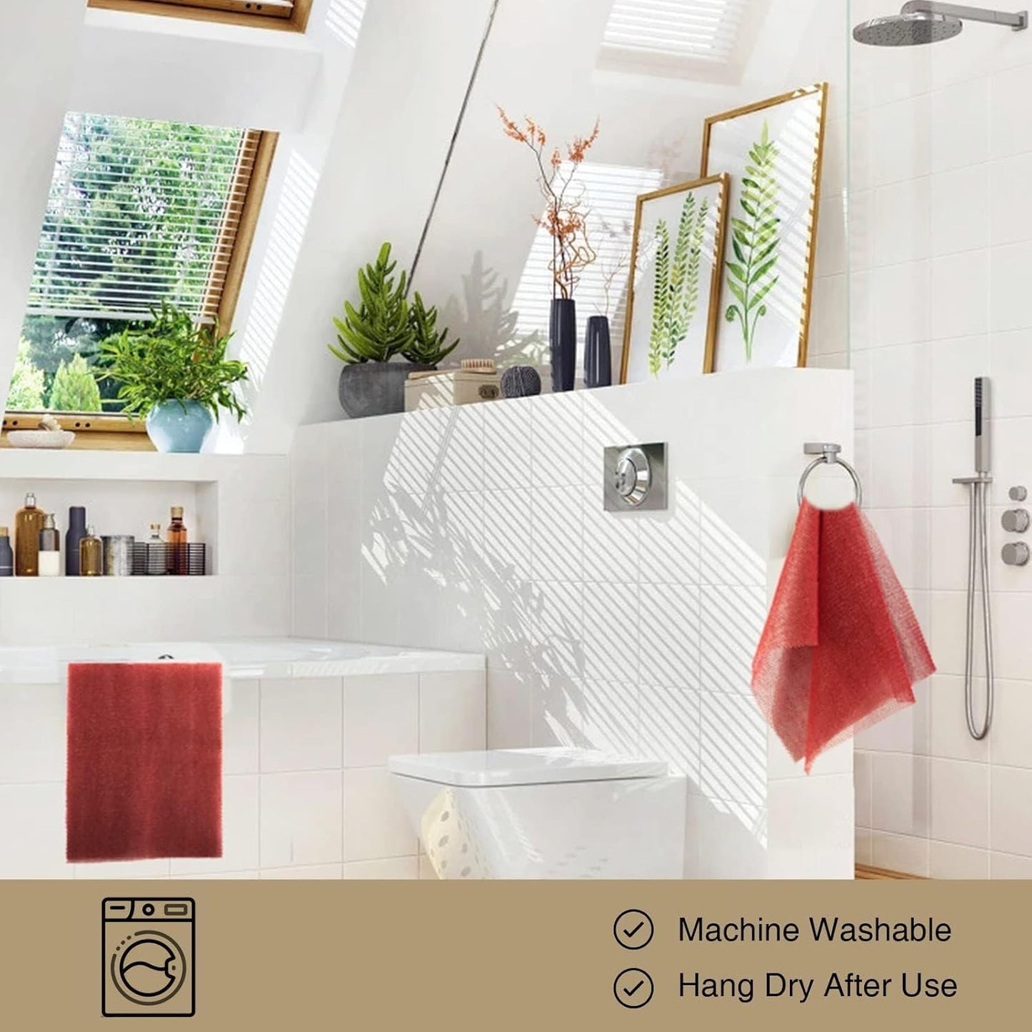 UJFQBH 2 Pieces African Bath Sponge African Net Long Net Bath Sponge Exfoliating Shower Body Scrubber Back Scrubber Skin Smoother,Great for Daily Use (Red)