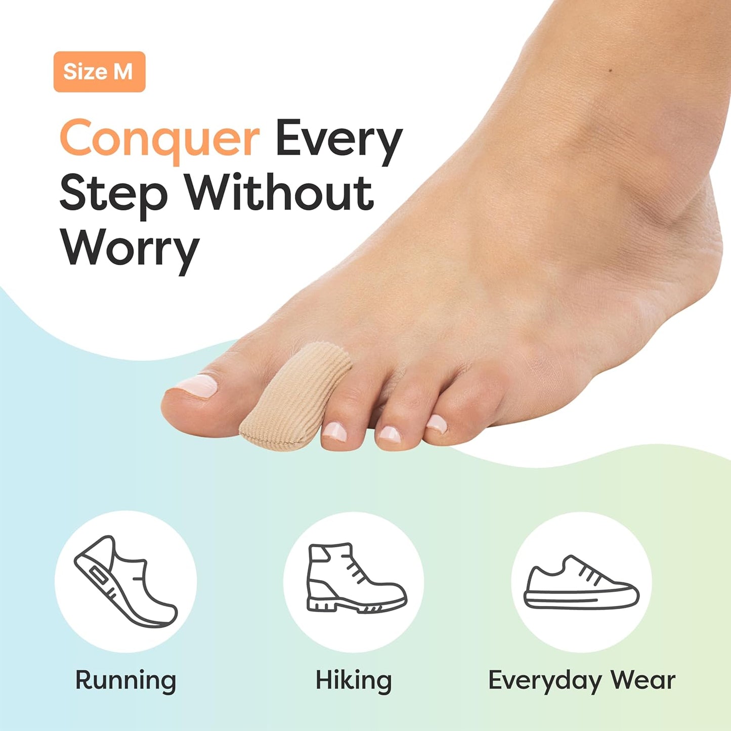 ZenToes Fabric Toe Protectors | Promotes Skin Hydration & Blister Prevention | Medical-Grade Gel Lining | Washable & Reusable Corn, Callus & Ingrown Toenail Relief Between Toes | Medium, 5-Pack