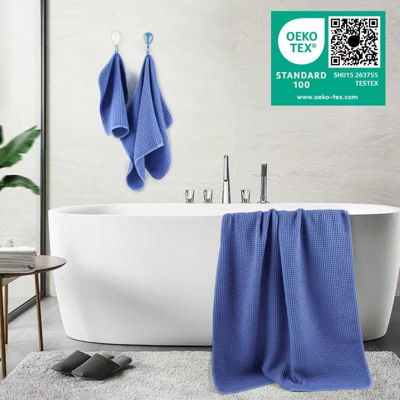 POLYTE Oversize, 60 x 30 in., Quick Dry Lint Free Microfiber Bath Towel Set, 6 Piece (Waffle Weave)