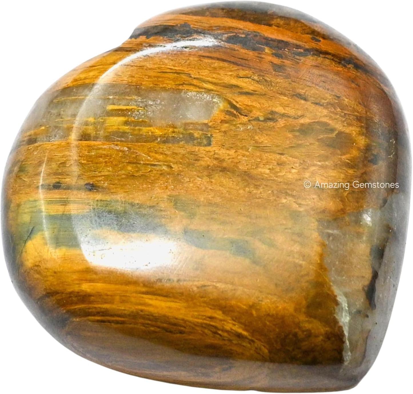 Amazing Gemstone Nellite Crystal Heart Palm Stone - Pocket Massage Worry Stone for Natural Body Chakra Balancing, Reiki Healing and Crystal Grid