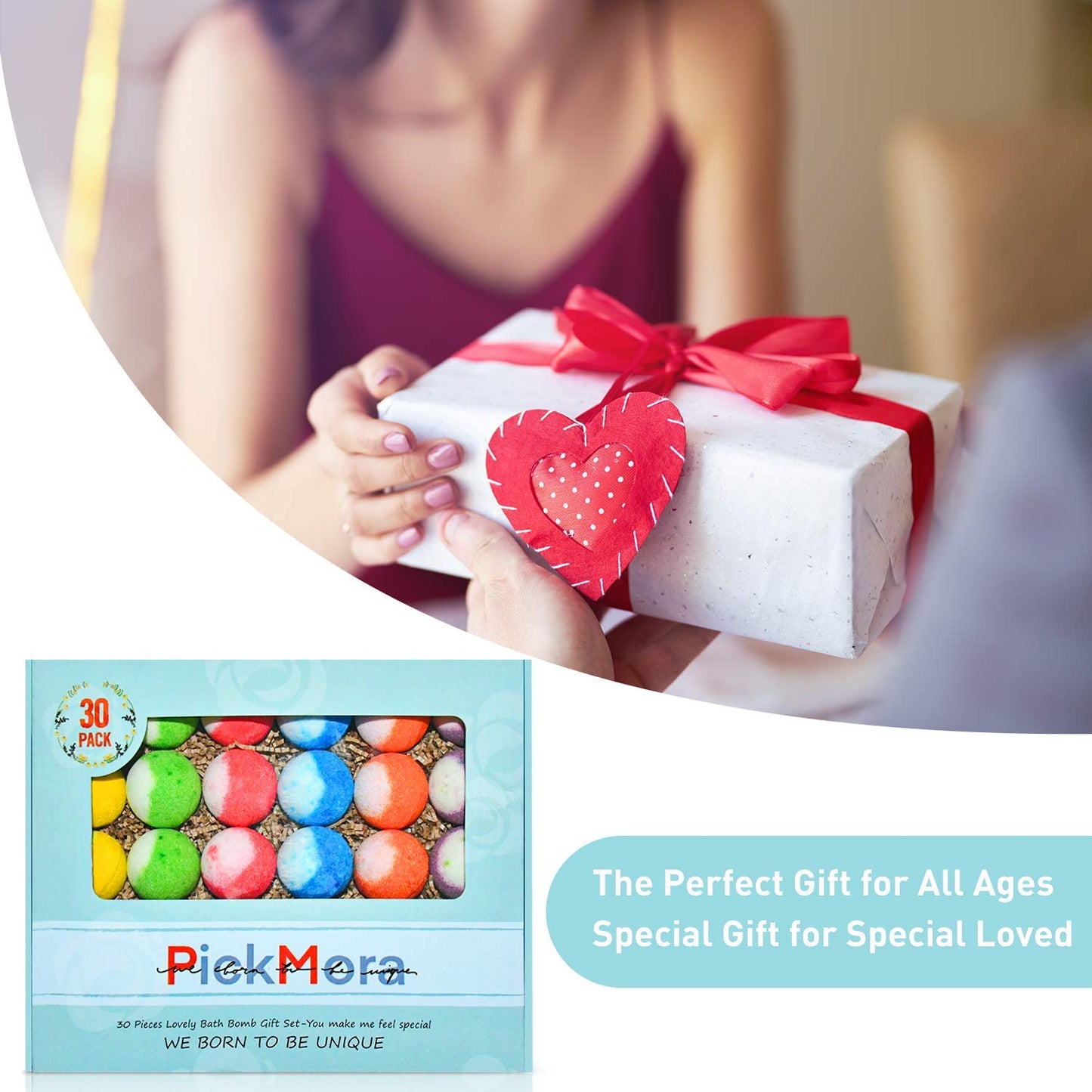 30 Pcs Bath Bomb Gift Set, Natural Organic Mini Bath Bombs, Handmade with Rich Fizz - Birthday Gift for Kids/Women/Men, Mother's Day, Ideal Gift for Valentine's Day