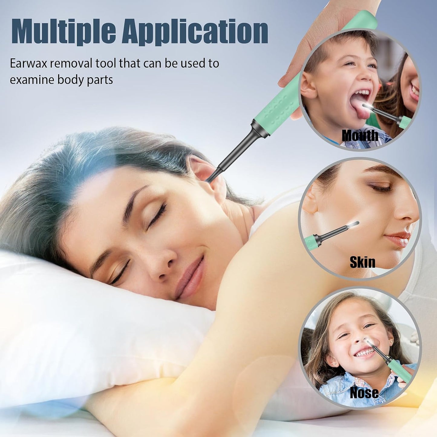 Ear Wax Removal Tool Camera - Ear Cleaner with 1080P HD Camera, Otoscope with Light, Earwax Removal Kit for iPhone, iPad, Android Phones (Green)