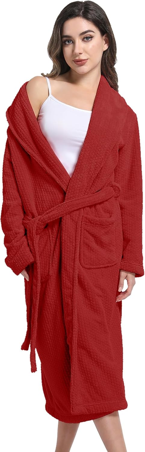 Women's Shawl Collar Bathrobe, Soft Long Towel Robes for Women - Super Absorbent Quick Dry yet Warm