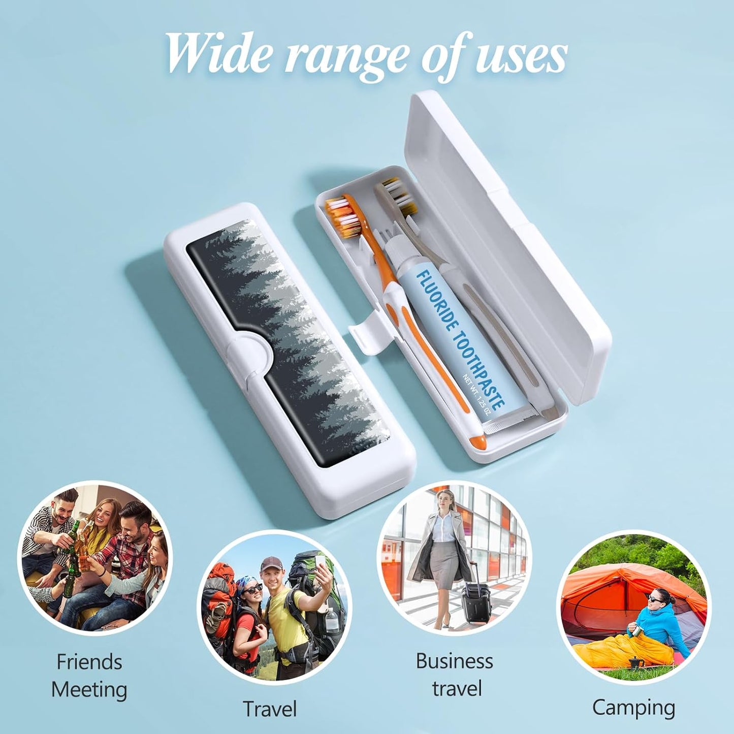 Toothbrush Travel Case - Colorful Pattern, Holder and Covers for Toothbrushes, Includes Tongue Scraper Case