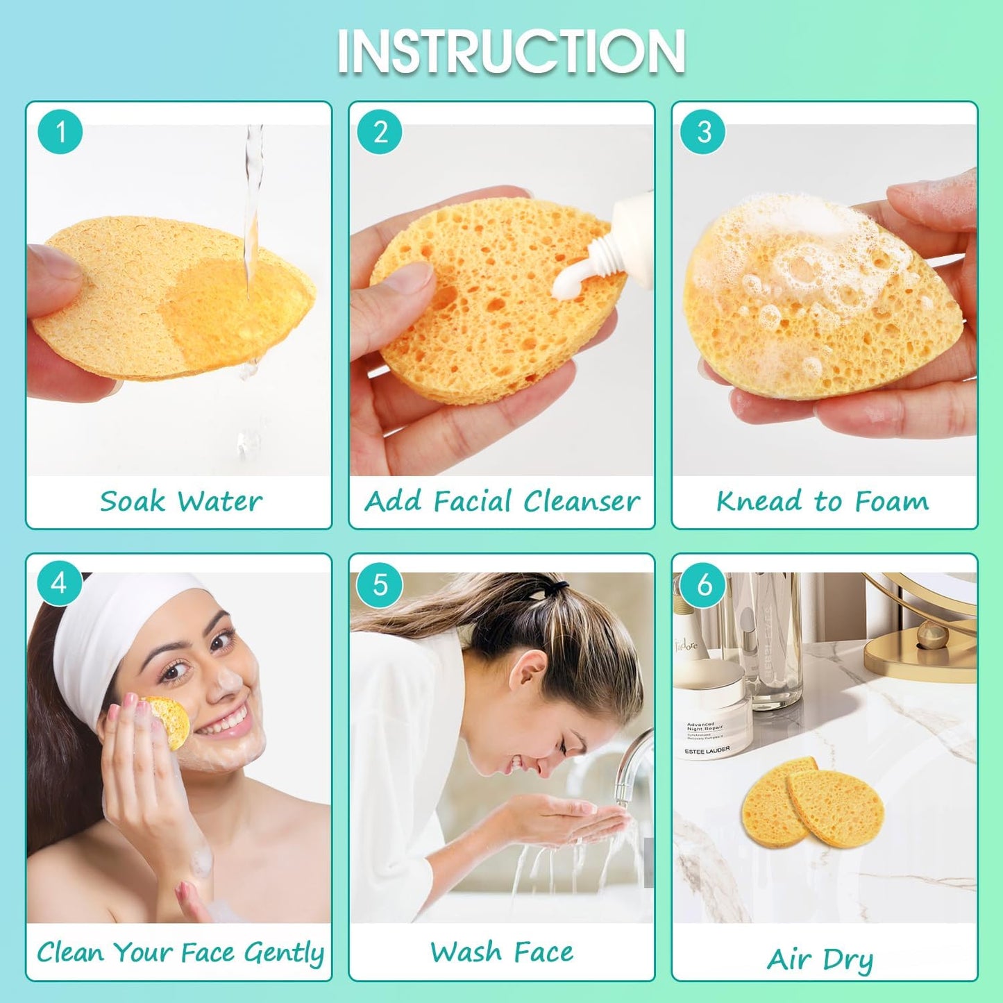 ORIGHTY 96 Count Facial Sponges for Cleansing, 100% Natural Cellulose Facial Sponges for Washing face, Compressed Cosmetic Spa Face Sponge for Exfoliating Mask, Makeup Removal