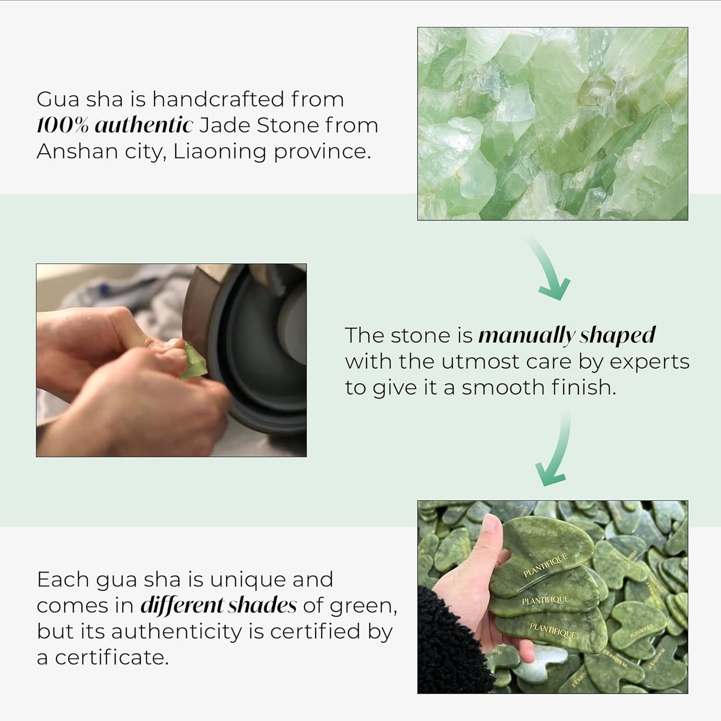 PLANTIFIQUE Gua Sha Facial Tools | Gifts | Massage Tool | Jawline Sculptor | Face Sculpting Tool for Your Skin Care Routine | Jade Guasha