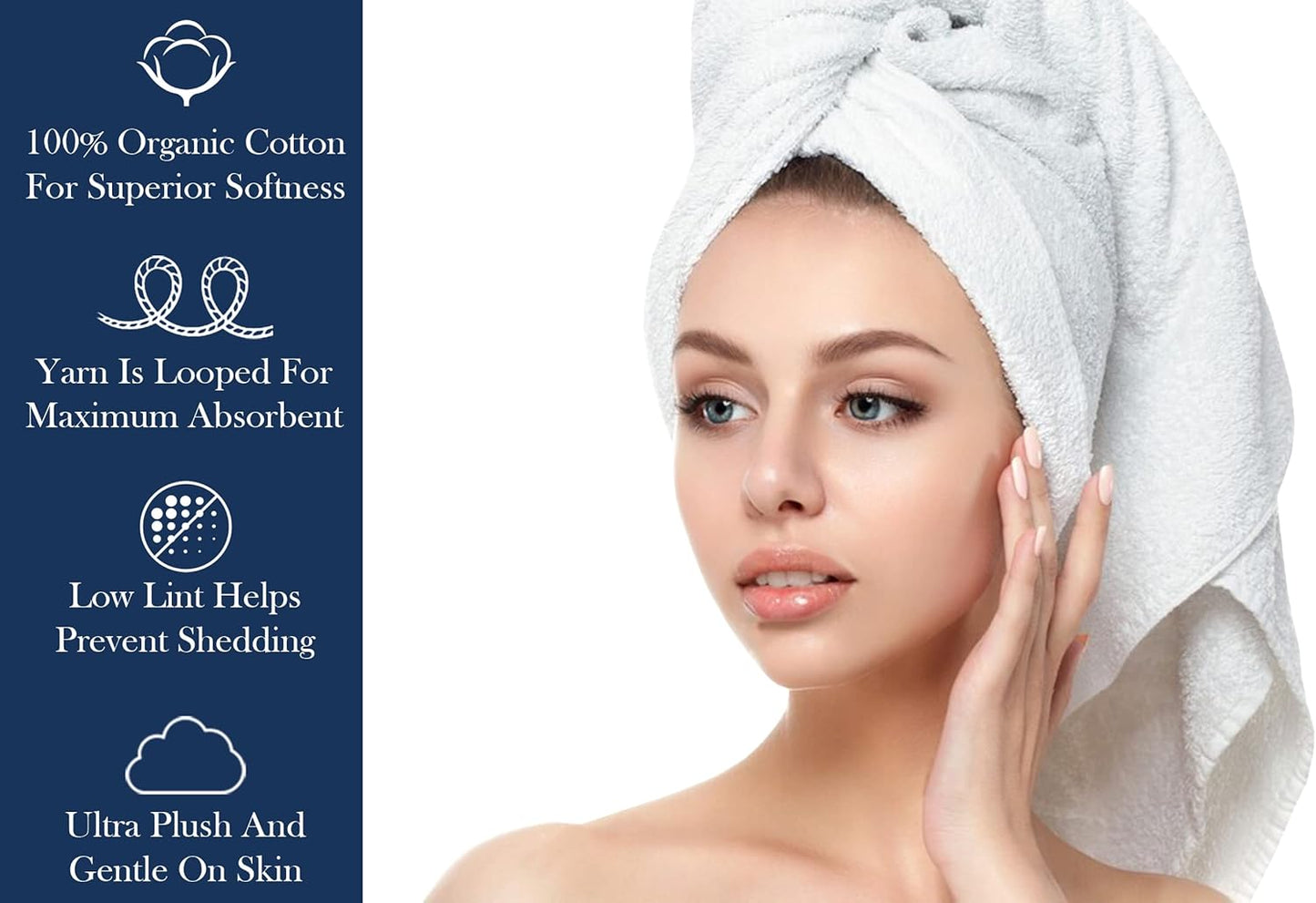 Delara Organic Cotton Luxuriously Plush Bath Towel Pack of 4 | GOTS & OEKO-TEX Certified | Premium Hotel Quality Towels | Feather Touch Technology|650 GSM Long Staple|Soft, Quick Dry & Ultra-Absorbent