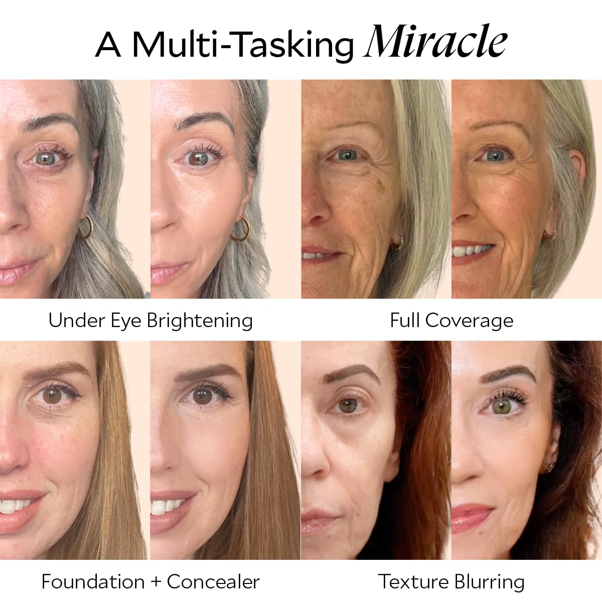 Fièra Luxury Concealer & Foundation with Anti-Aging Ingredients - Full Coverage for Dark Circles, Wrinkles, Fine Lines, and Spots, All-Day Wear For Mature Skin - Neutral Beige, 0.5 FL. OZ. / 15 ML