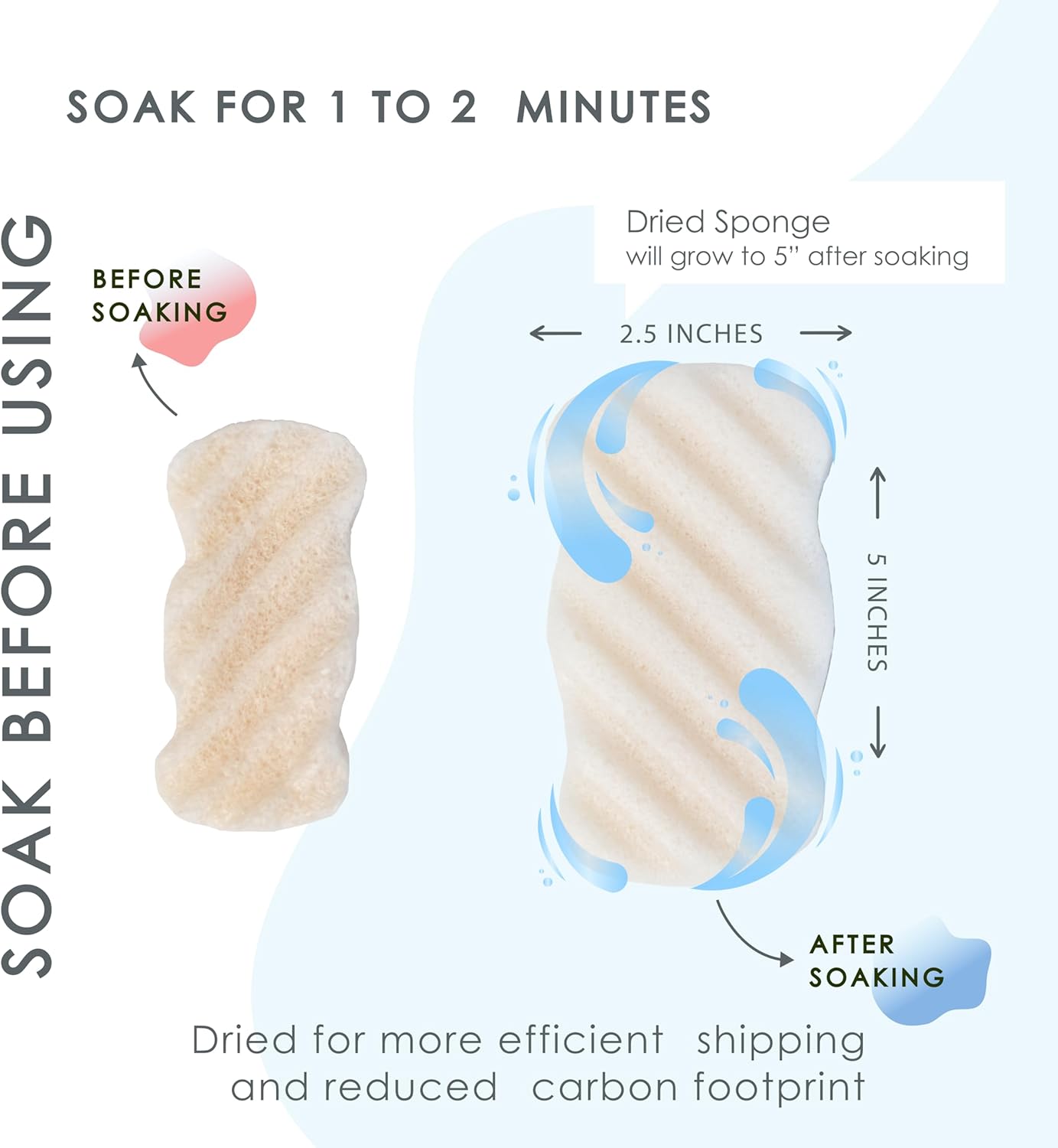 Konjac Sponge Body (2 Pack) | Microplastic Free 100% Natural | Non-Toxic | Biodegradable | Eco-Friendly | Plastic Free Packaging