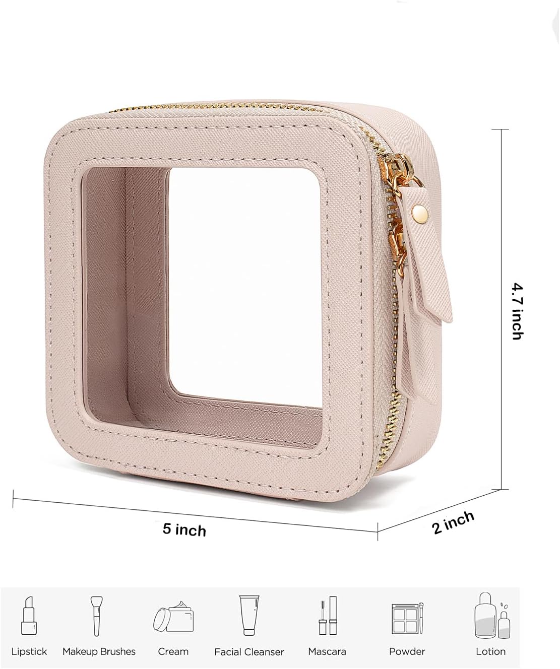 Travel Clear Makeup Bag Set, TSA Approved Cosmetic Bag Case with Zipper Portable Makeup Pouch Toiletry Bag Women Traveling Cosmetic Organizer Storage Bag Car Organizer Car Essentials for Women