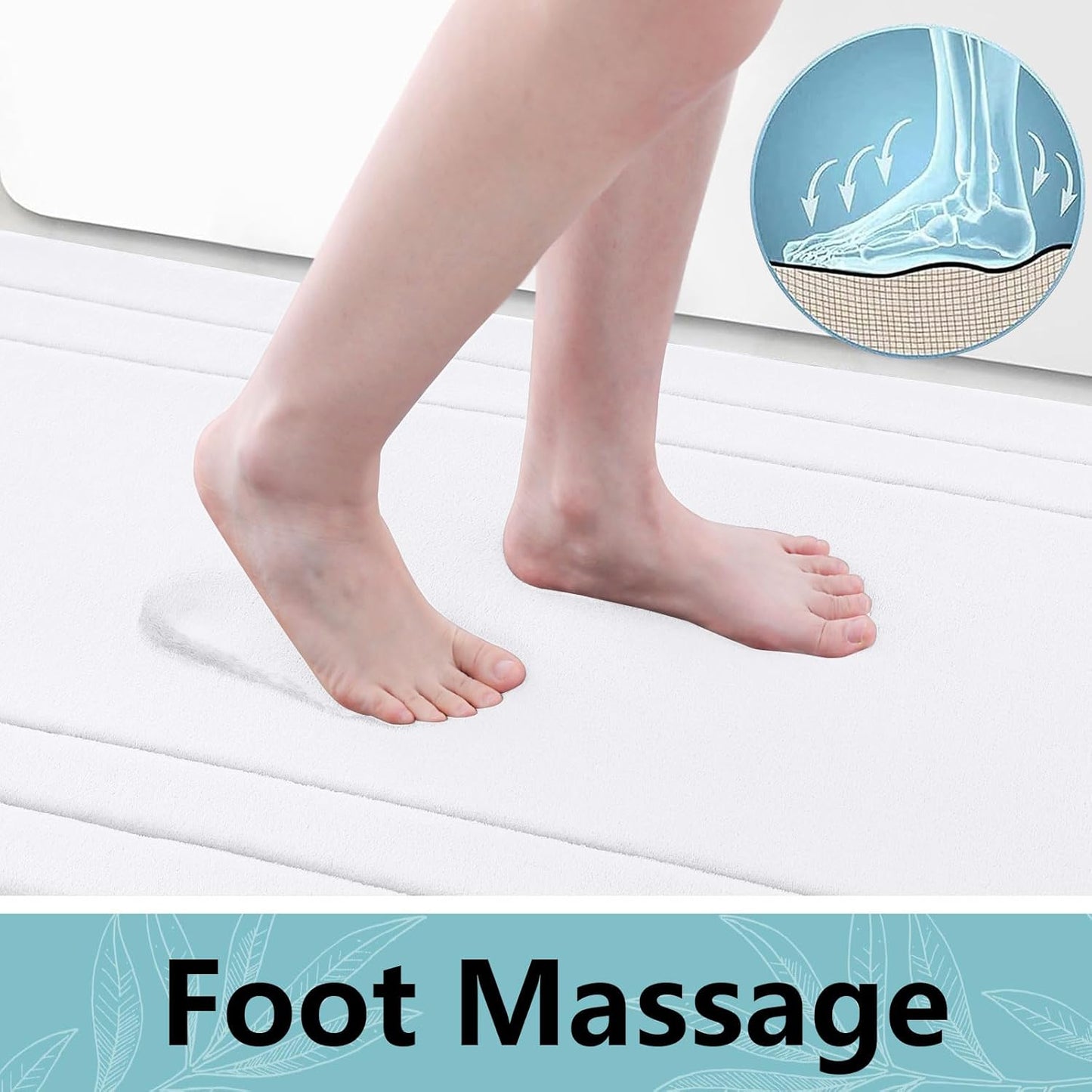 Arotive Memory Foam Bathroom Rug Mat 36x24, Ultra Soft and Absorbent Bath Mat, Machine Wash Dry, Comfortable Bath Rug Carpet for Bathroom Floor, Tub and Shower, White