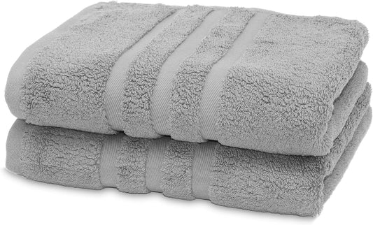 kimteny 100 Persent Cotton Premium Hand Towels Set of 2, (16 x 32 inches) 600GSM Cotton Thick Towel, Ultra Soft and Highly Absorbent Towels for Bathroom Gym Shower Hotel Spa (Grey)