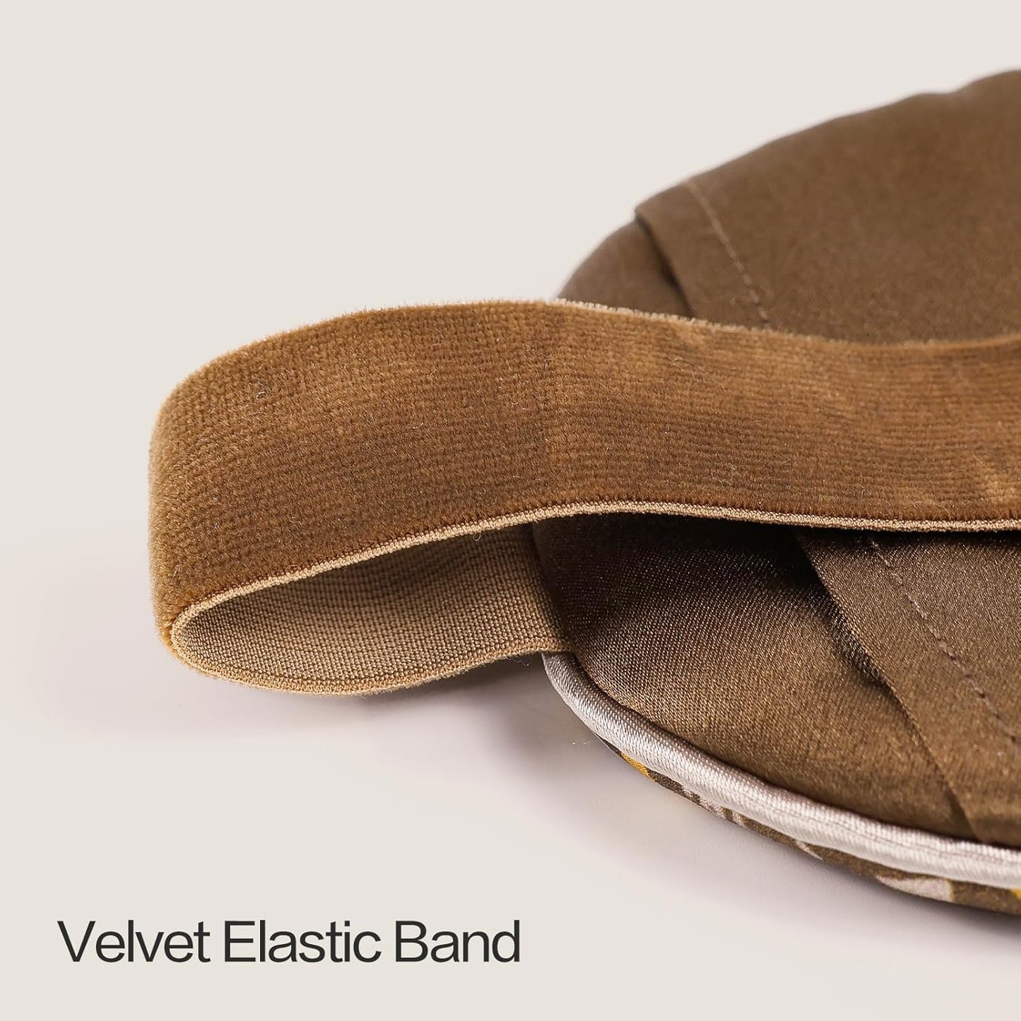 Luxury Silk Sleep Mask with 22mm Mulberry Silk, Velvet Elastic Band, Heat Therapy Pocket, and Travel Pouch, Brown Color