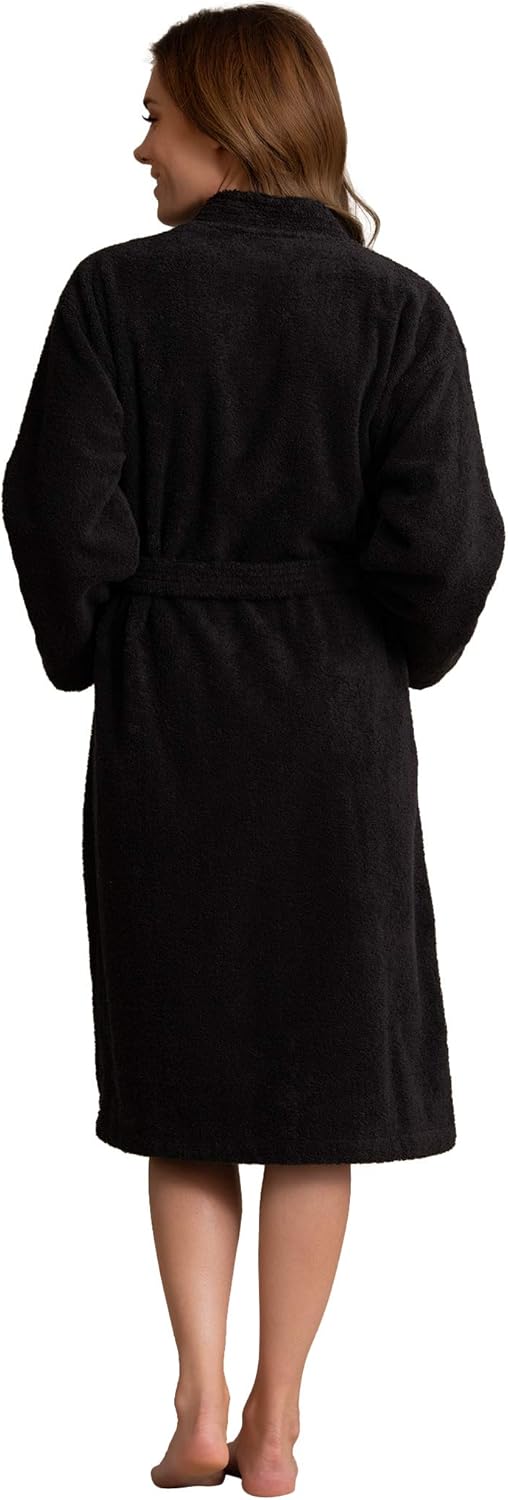 Soft Touch Linen Women's Robe Terry Cloth Kimono Bathrobe Thick 100% Cotton