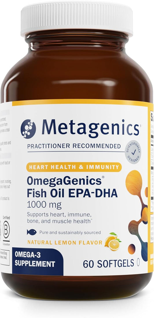 Metagenics OmegaGenics Fish Oil EPA-DHA 1000 mg - High Potency - Omega-3 Fish Oil Supplement - for Heart Health, Musculoskeletal Health & Immune System Health* - with DHA & EPA - 60 Softgels