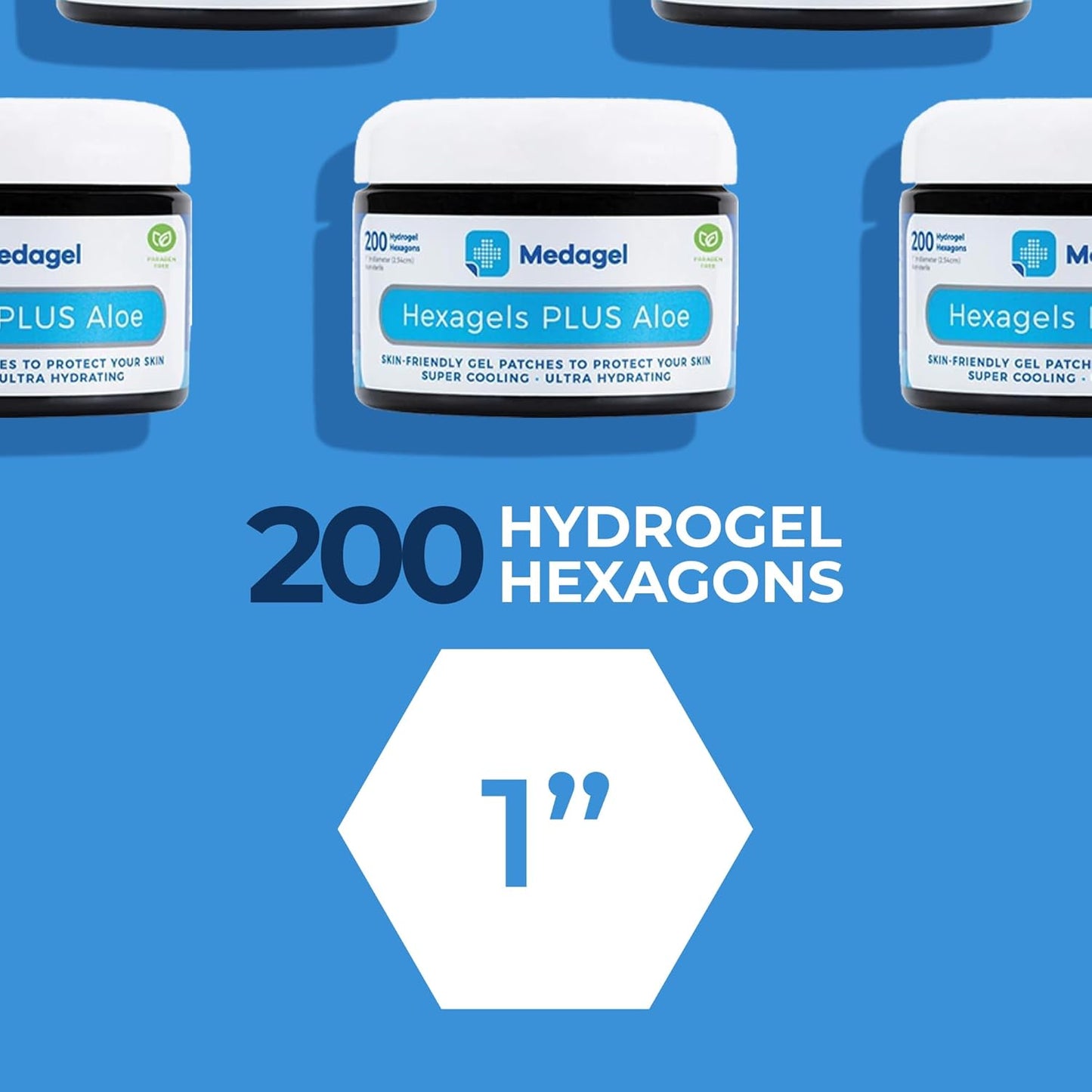 Hexagels Plus Aloe Vera - Advanced Healing Hydrogel Pads for Blister Prevention & Soothing Burn Care - Foot, Heel, Toe, & Ankle Protection, Pack of 200, 1-Inch Patches, Original Formula