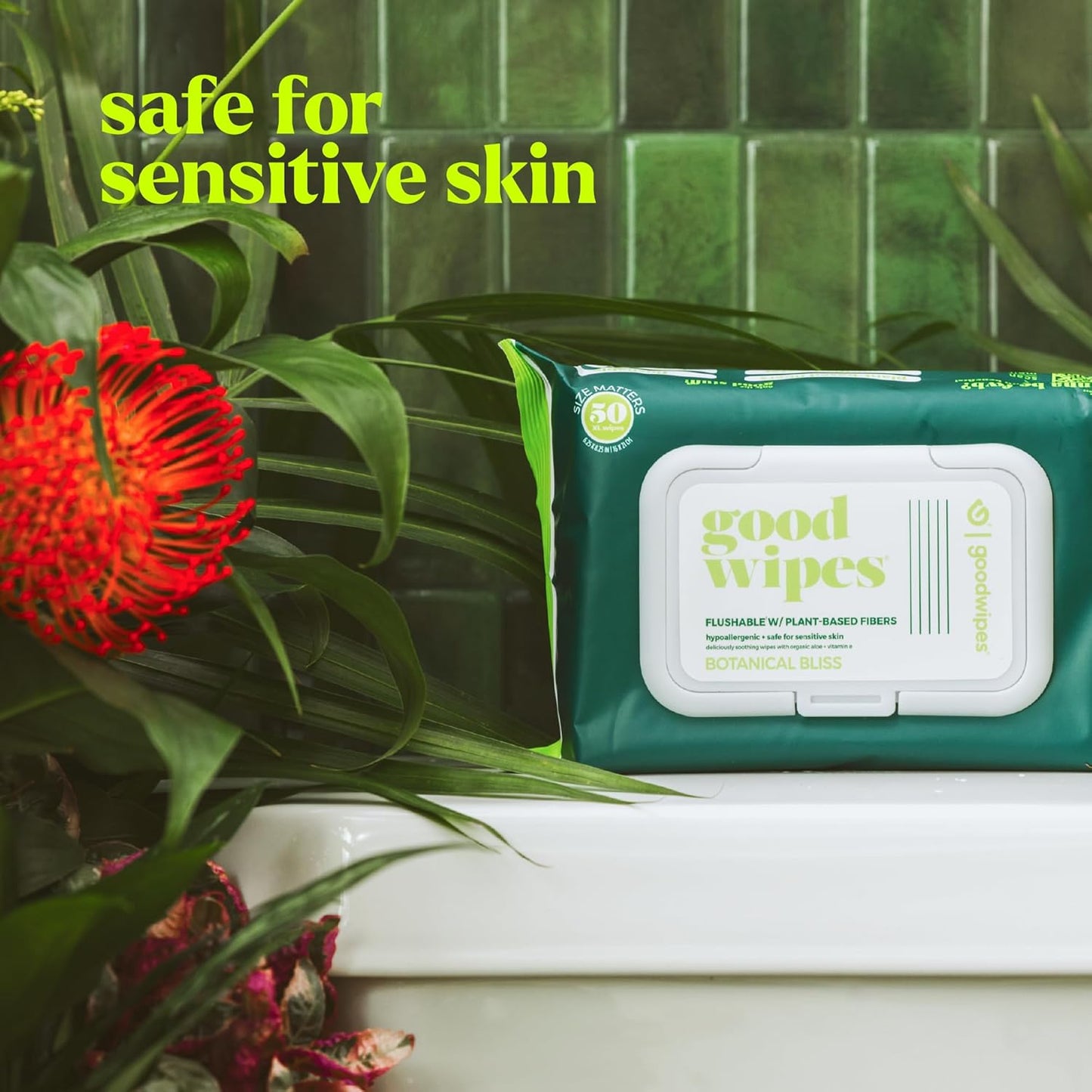 goodwipes Flushable Butt Wipes - Vitamin E & Aloe - Sewer & Septic Safe - Extra Large Adult Wet Wipes For Women & Men - Bathroom Essentials - Botanical Bliss, 318 Count (6 Packs + 1 Travel)