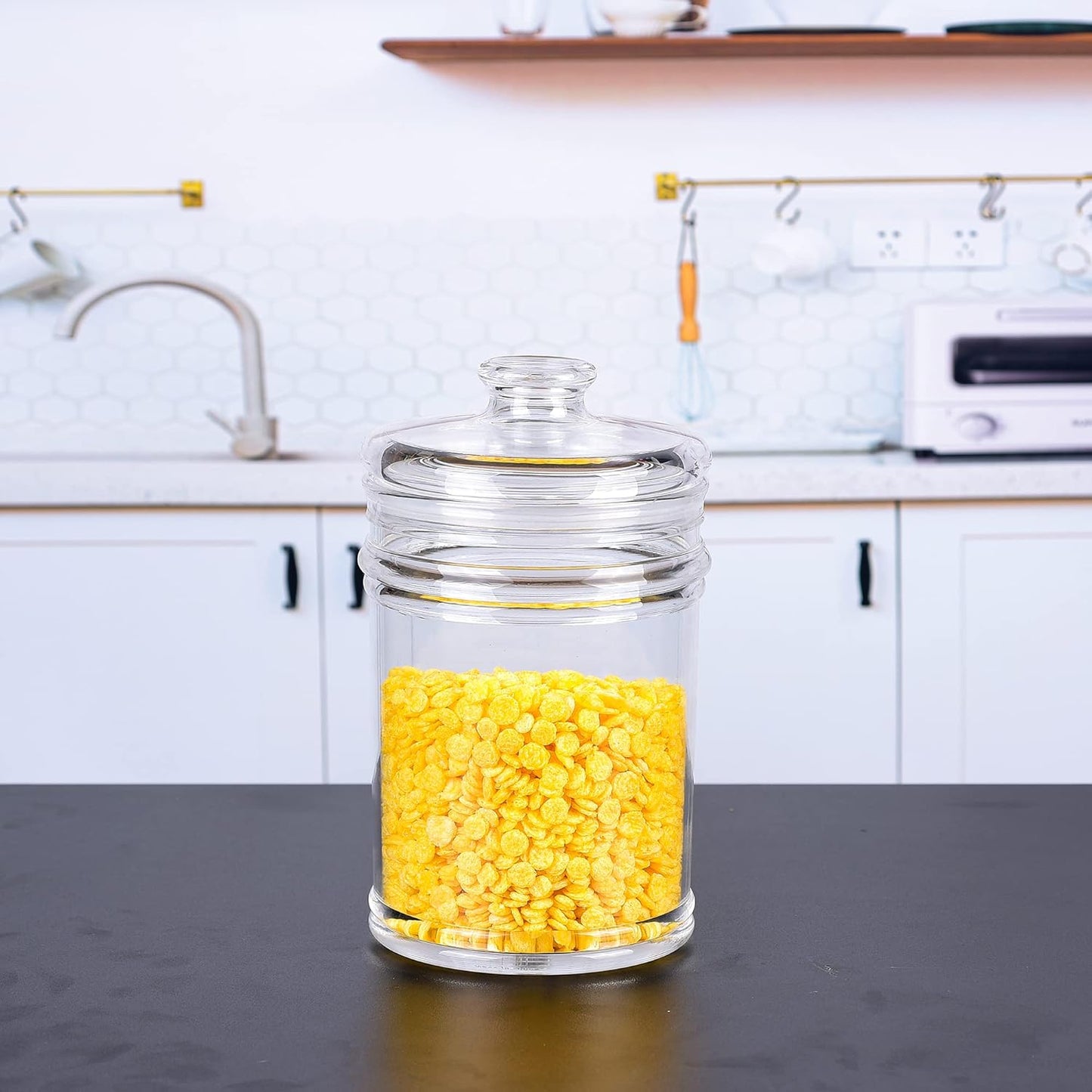 50oz Reinforced Medium Acrylic Storage Jar, Airtight Lid Cookie Jar | Ideal Canisters for Cookies, Dried Fruits, Nuts, Herbs,Cereals,etc