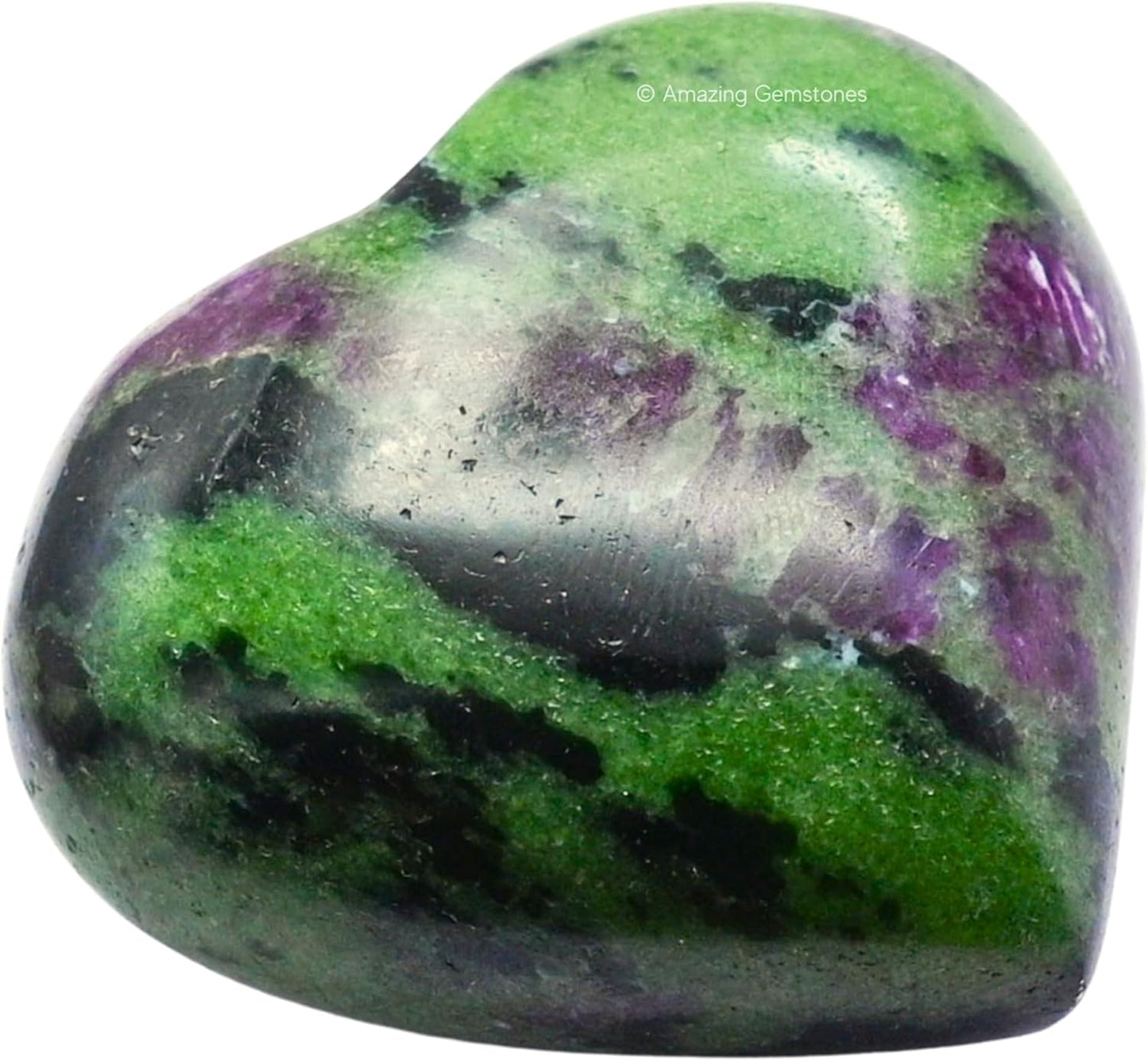 Amazing Gemstone Ruby Zoisite Crystal Heart Palm Stone - Pocket Massage Worry Stone for Natural Body Chakra Balancing, Reiki Healing and Crystal Grid