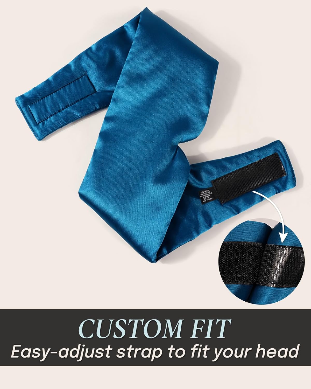 Zenssia Satin Sleep Mask for Women and Men, Lightweight Padded Eye Mask with Adjustable Strap, Comfort Blackout for Travel and Nap - Peacock Blue
