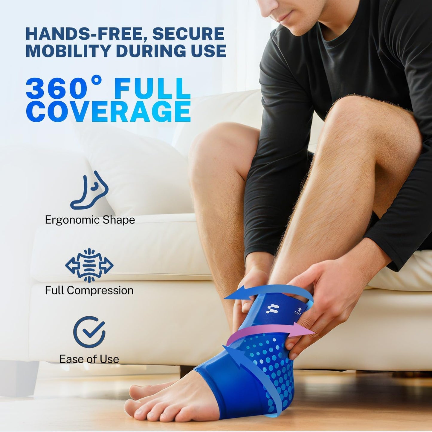 Ankle Ice Pack Wrap for Swelling with Thickened Cold Compression and Cooling Fabric, Ice Packs for Injuries Reusable for Swollen Feet, Achilles Tendonitis Relief, Plantar Fasciitis Relief