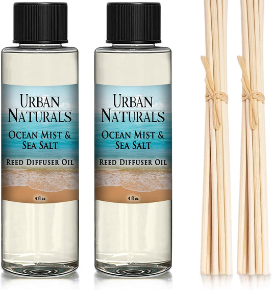 Urban Naturals Ocean Mist & Sea Salt Scented Oil Reed Diffuser Refill, 4 oz (2 Pack)