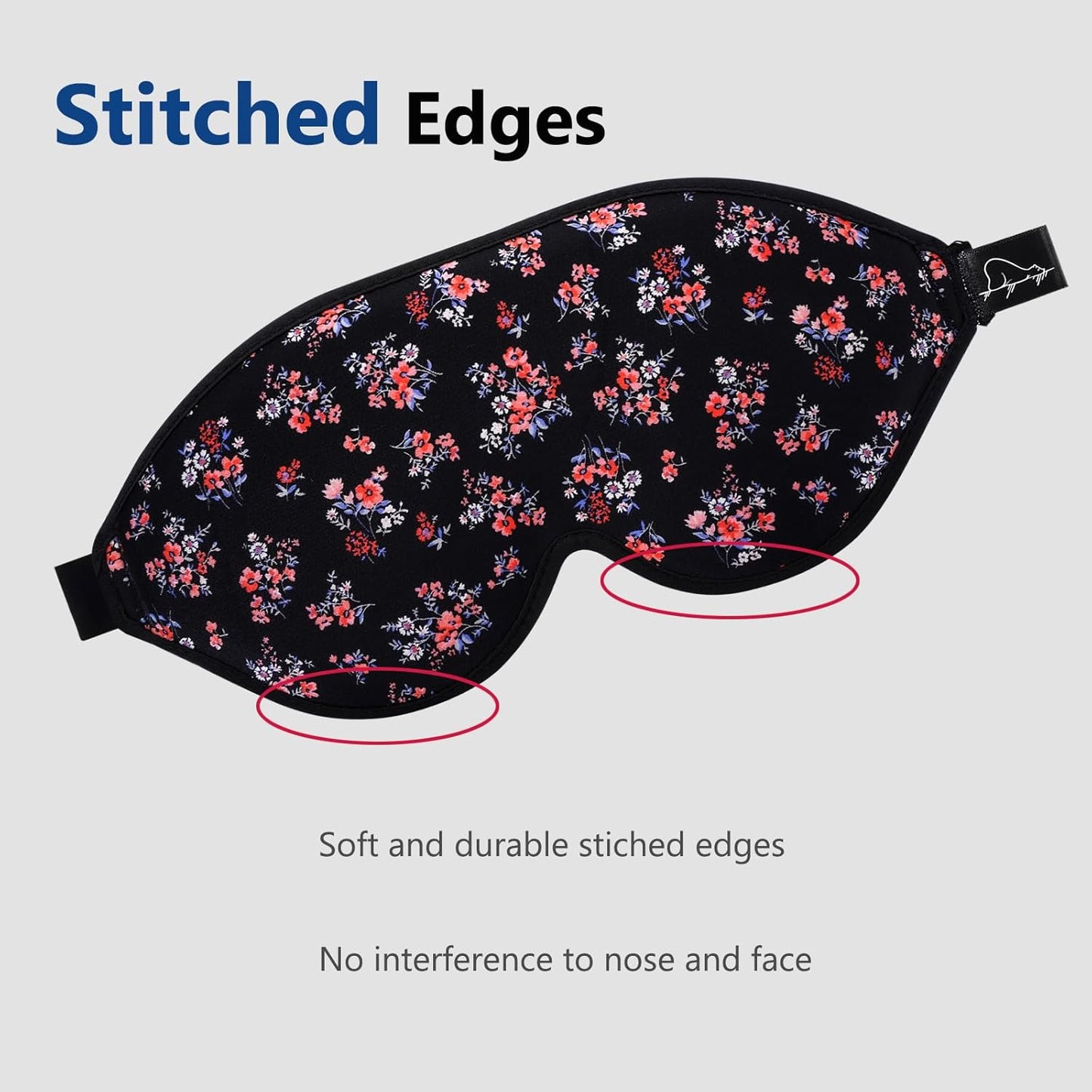 ALASKA BEAR Sleep Mask Memory Foam Contoured Eye Cups for Women and Men, Soft Stitched Edge 3D Blackout Eye Mask for Sleeping No Pressure on Eyelids and Eyelashes Protection, Earplugs Set, Floral