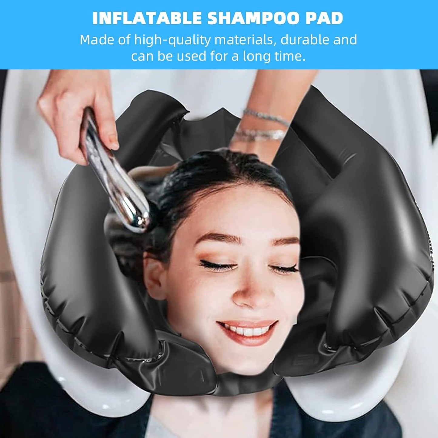 1pc Inflatable Shampoo Head Pad Shampoo Neck Rest Hair Washing Basin Blow up Washing Head Basin Tub Pillow for Bath Portable Shampoo Cushion Bath Tub Pillow Spa Pvc Tray Elder