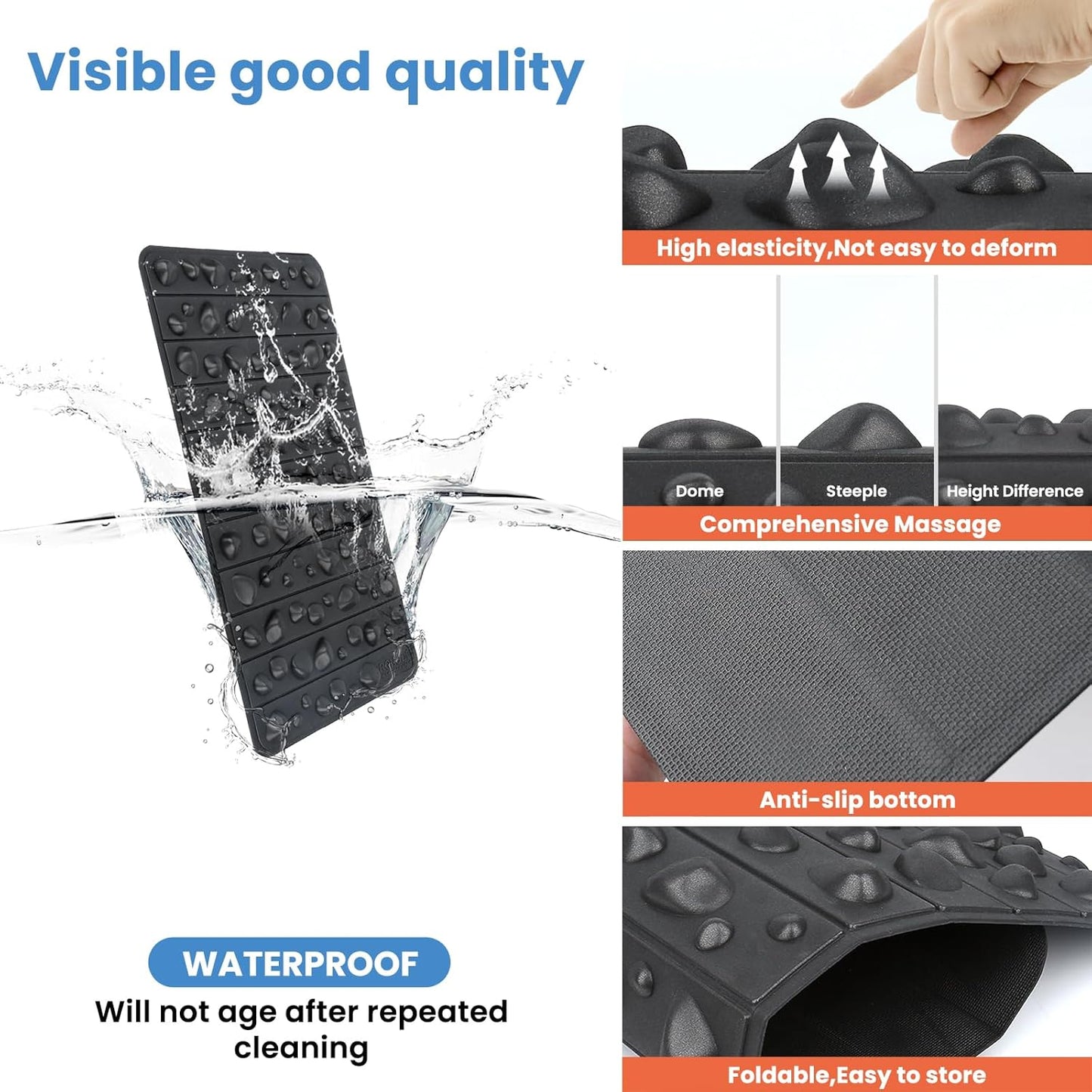 Smartrang High Elasticity Acupressure Mat, Foldable Particle Foot Massager, Pressure Point Pad for Relieve Foot Pain, Fasciitis