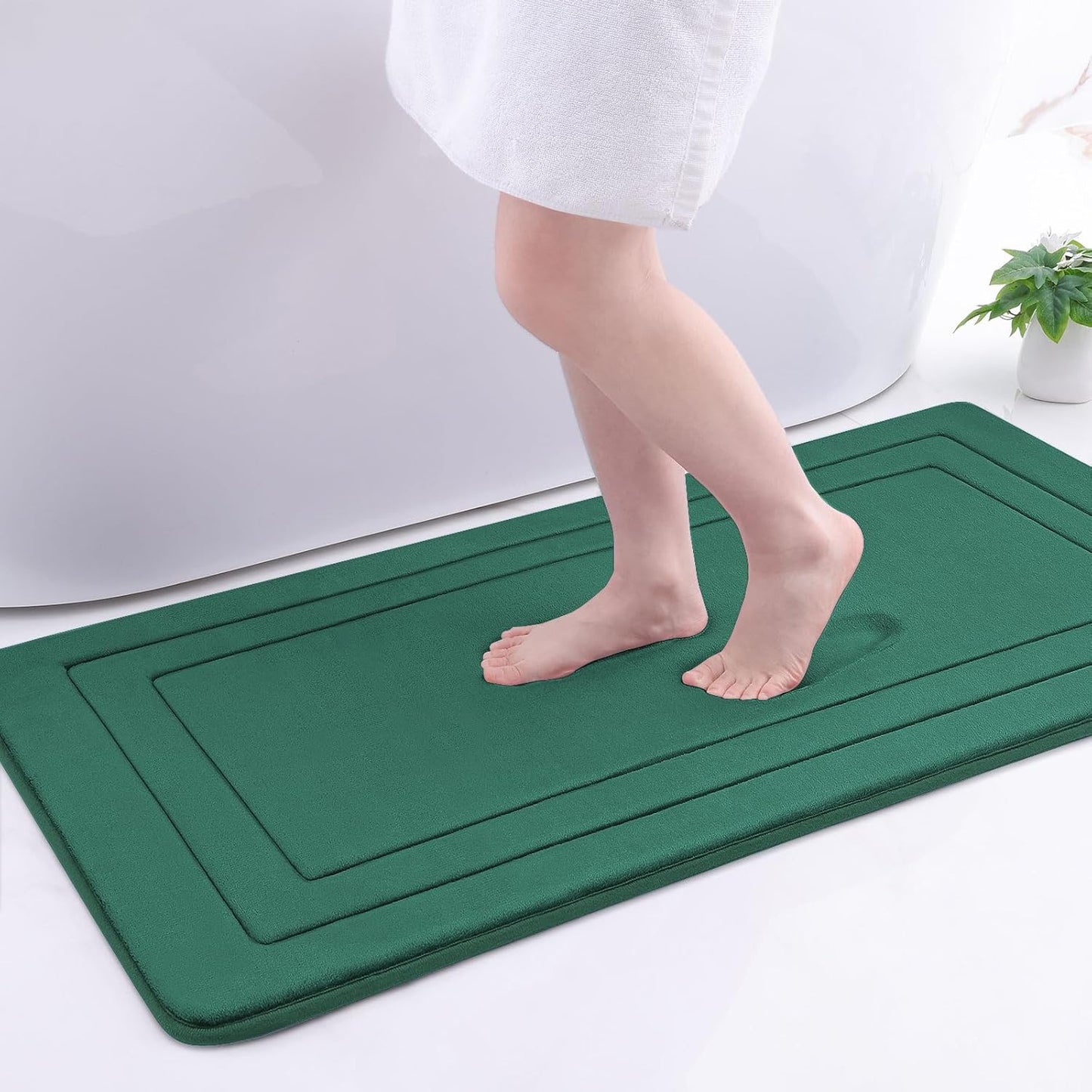 Arotive Memory Foam Bathroom Rug Mat 44x24, Ultra Soft and Absorbent Bath Mat, Machine Wash Dry, Comfortable Bath Rug Carpet for Bathroom Floor, Tub and Shower, Dark Green