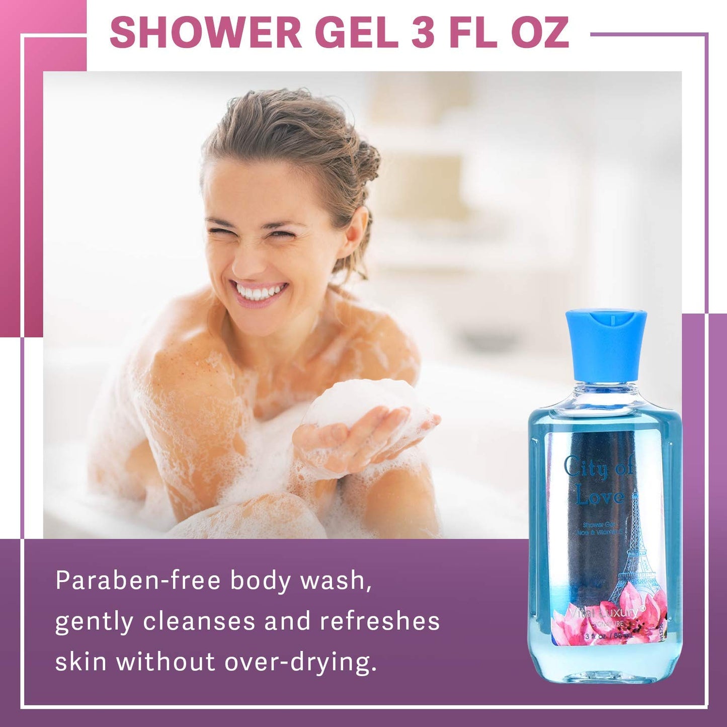 Bath and Body Gift Set for Women & Girls, City of Love Spa Set, Personal Self Care Travel Kit, 3PCS Set for - Shower Gel, Body Lotion, Body Mist- Birthday Mother's Day Gifts for Her