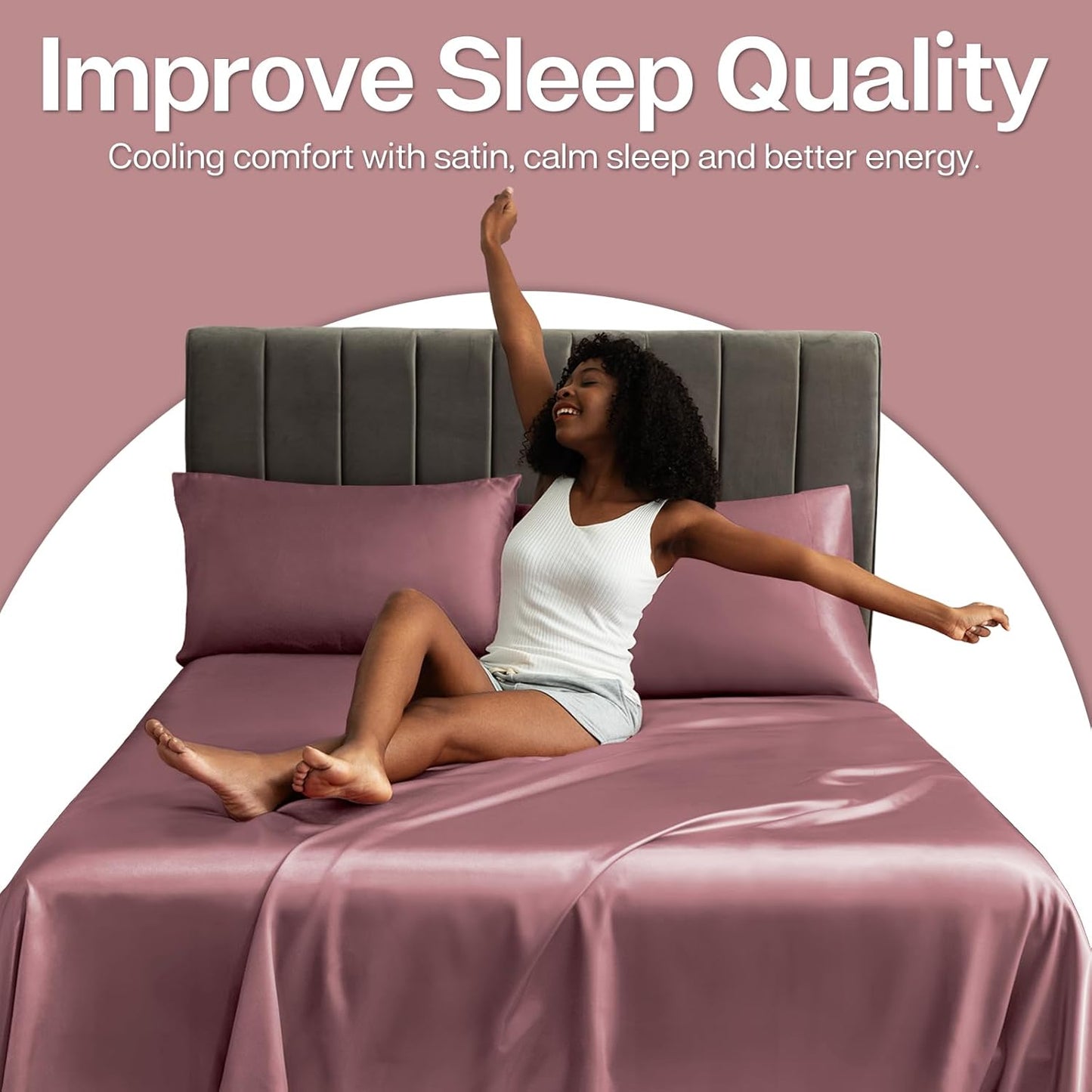 MR&HM Satin Pillowcase for Hair and Skin, Silk Satin Pillowcase 2 Pack, King Size Pillow Cases Set of 2, Silky Pillow Cover with Envelope Closure (20x36, Rose Taupe)