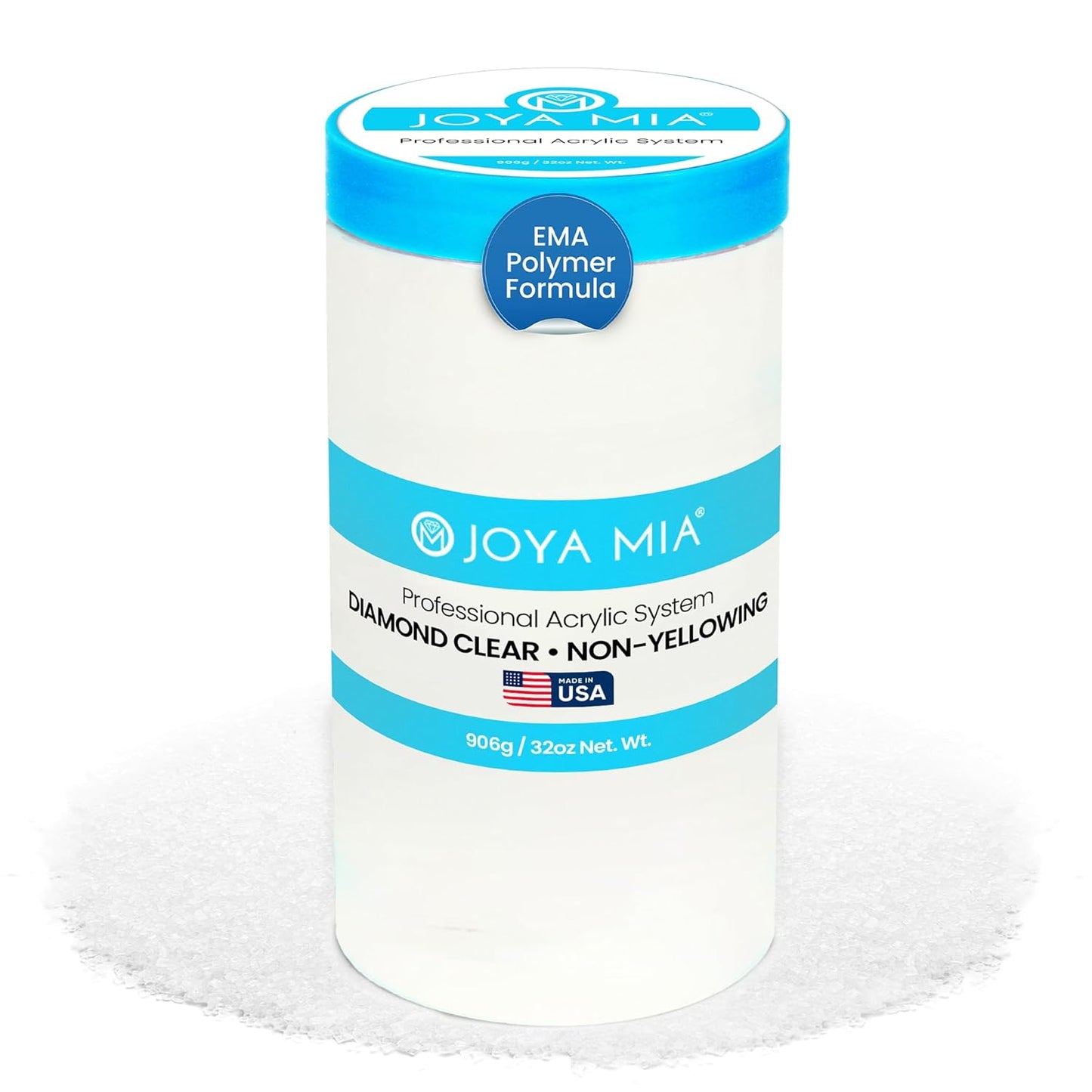 Joya Mia Acrylic Powder for Nails, MMA-Free, Super Adhesion Professional Powder for Flawless & Long-Lasting Nail Enhancements, Easy Application, Vibrant & Stunning Colors - Diamond Clear, 32 oz