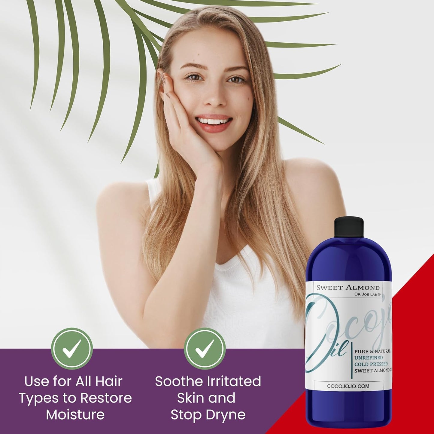 cocojojo Sweet Almond Oil - Face Skin Hair Cold Pressed 32 oz Natural Pure Massage Antioxidant Extra Virgin Unrefined