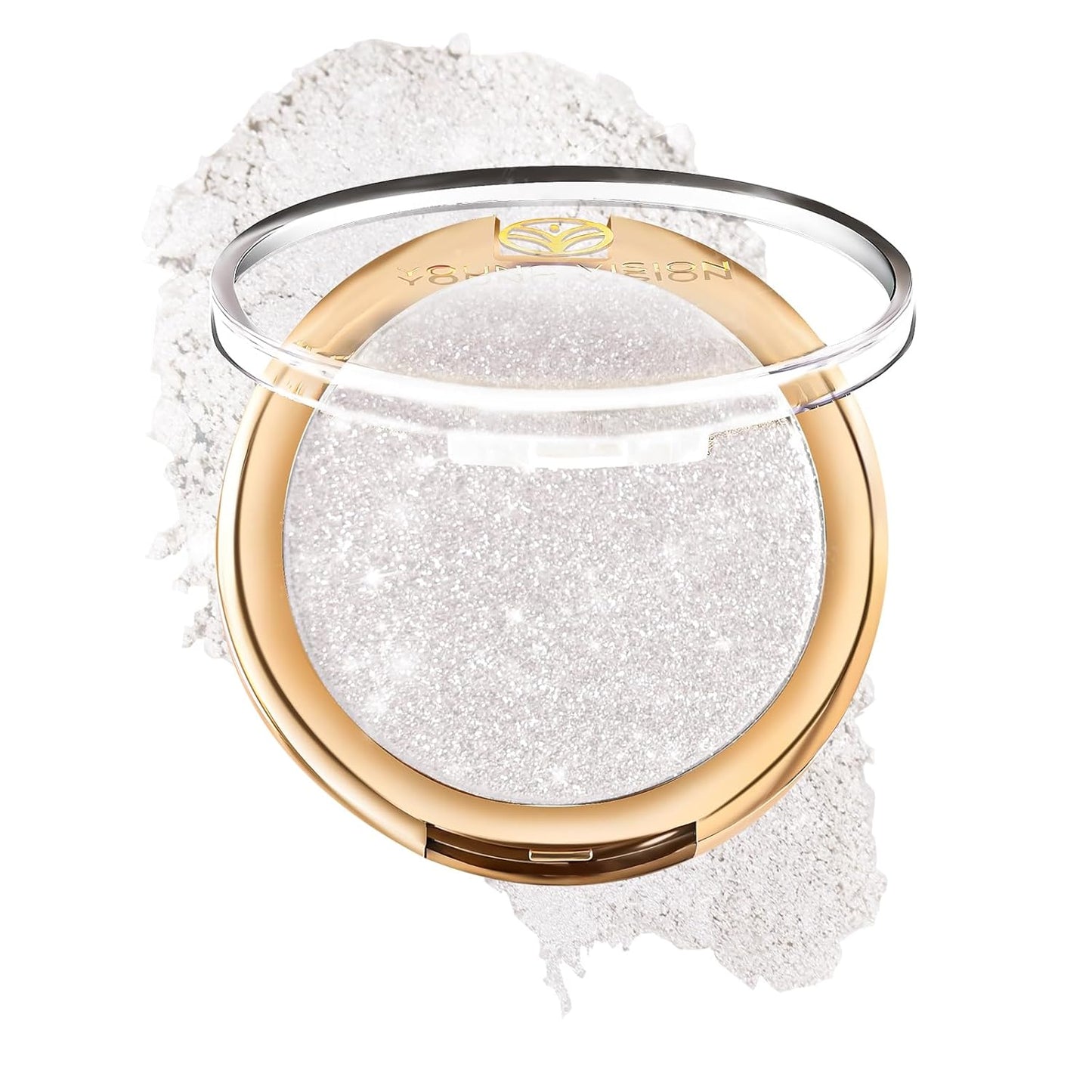 YOUNG VISION Pressed Powder Highlighter, Baked Natural Glow Contour Powder & Face Highlighter, Cruelty Free, Shimmer Highlighting Makeup for Face, Eye, Eyeshadow, Body, Skin (Silver)