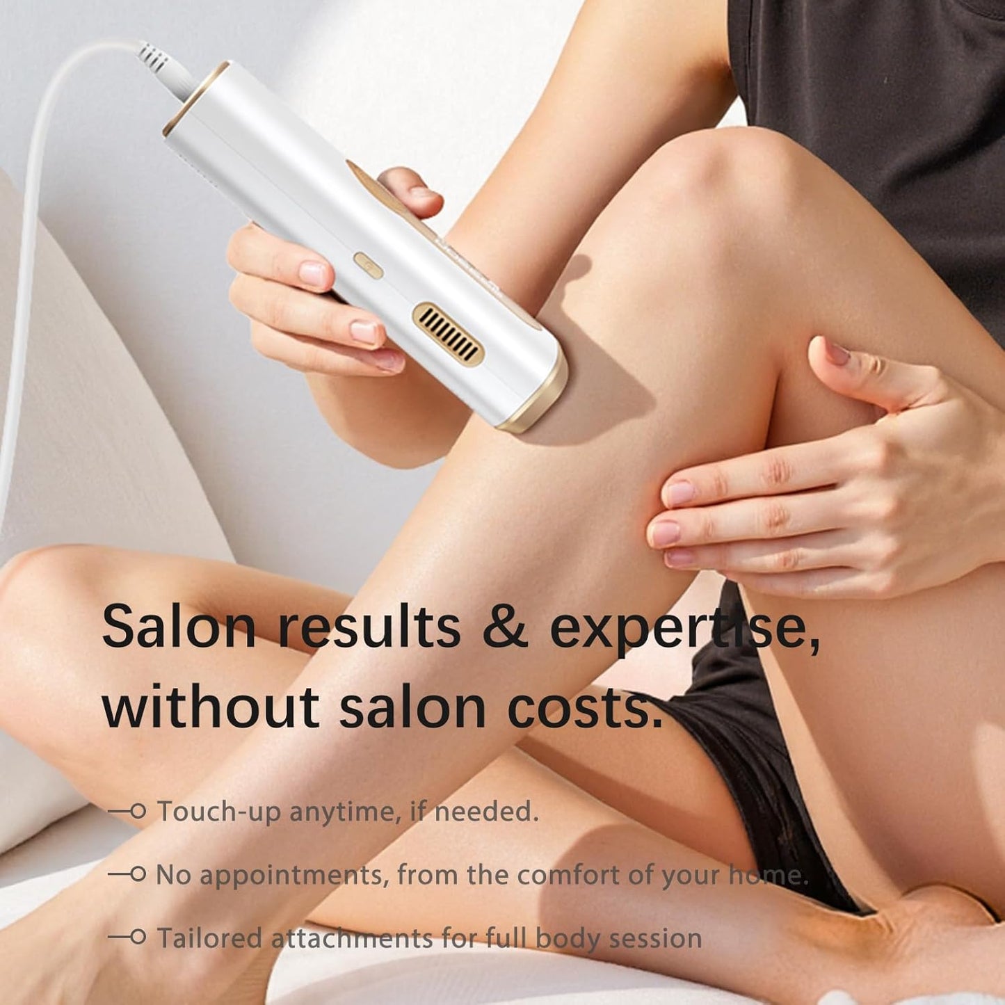Laser Hair Removal, IPL Laser Hair Removal Device for Women & Men, Safe at-Home Nearly Painless 45°F Ice-Cooling Contact, Long-Lasting Result for Full Body & Face, Off-White