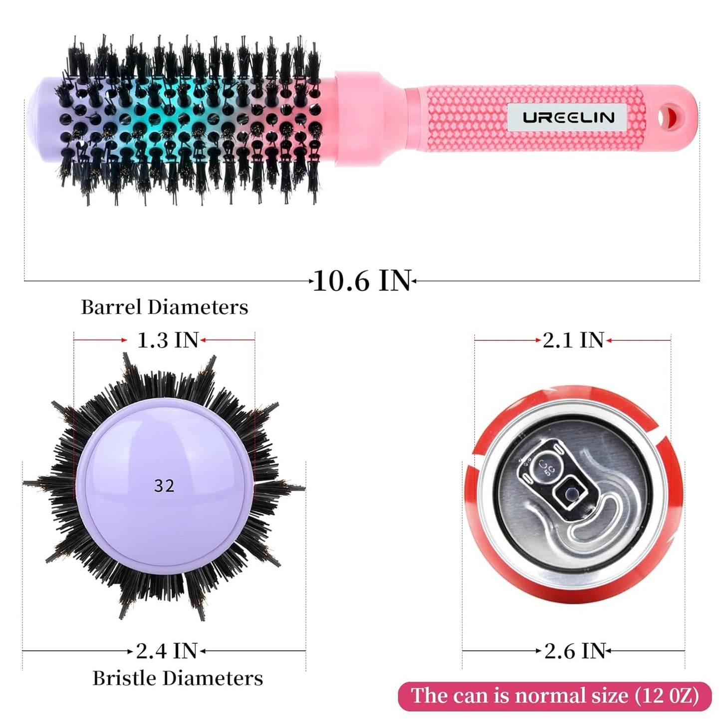 Round Brush for Blow Out - 1.3 Inch Small Nano Thermal Ceramic & Ionic with Boar Bristles - Salon Blow Drying Hair Brush for Drying,Volumizing, Curling, Shine & Smooth Styling