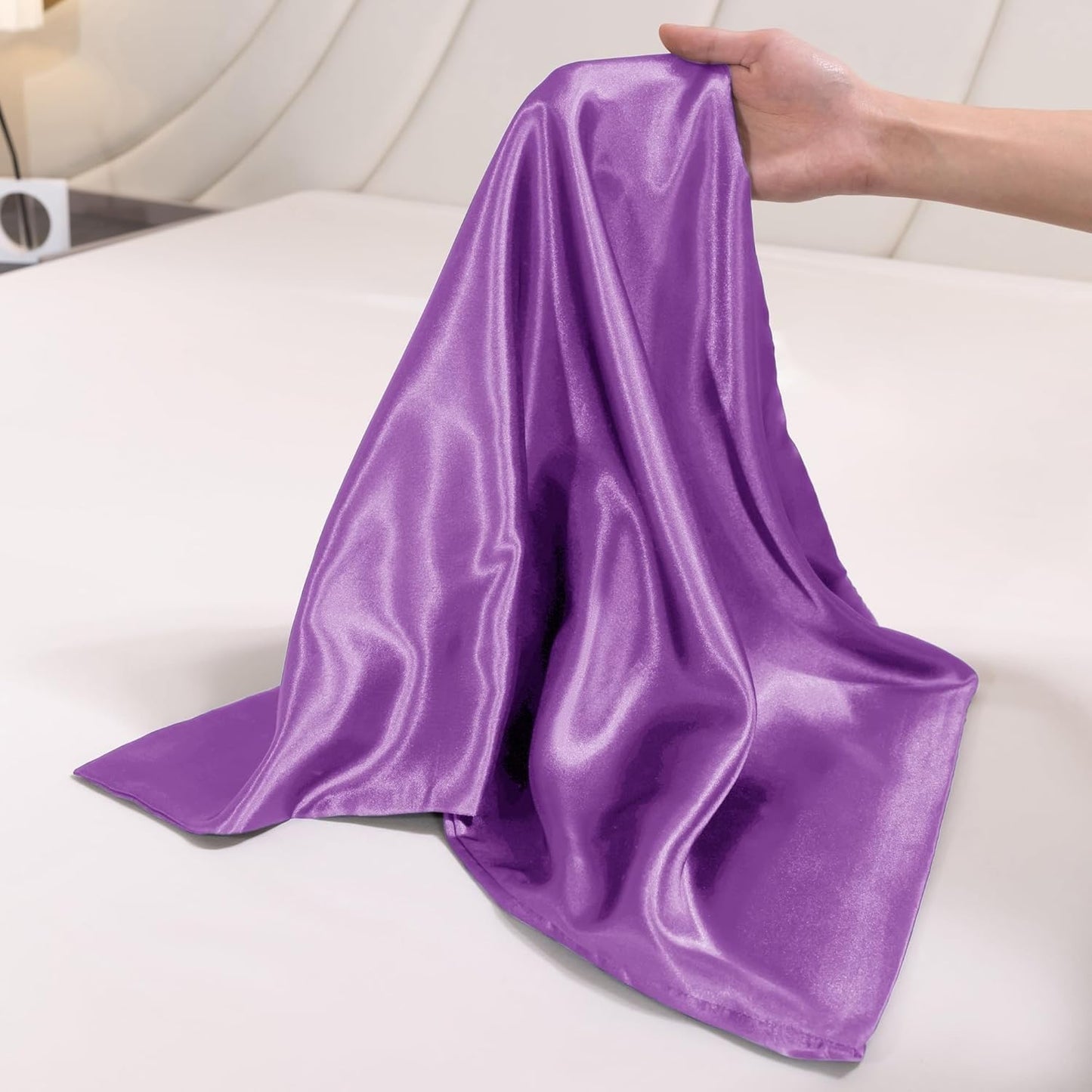 Juwenin Bedding,Luxury Satin Pillowcase with Zipper (Silky Satin Pillow Case for Hair) Set of 2 (Purple, Standard(20''x26''))