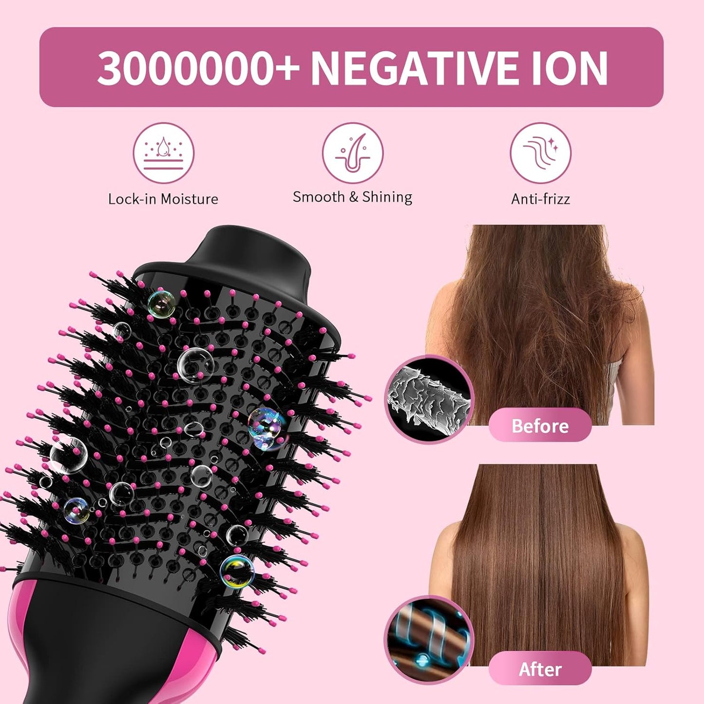Hair Dryer Blow Dryer Brush in One, Upgraded 4 in 1 Hair Dryer and Styler Volumizer with Negative Ion Anti-frizz Ceramic Titanium Barrel