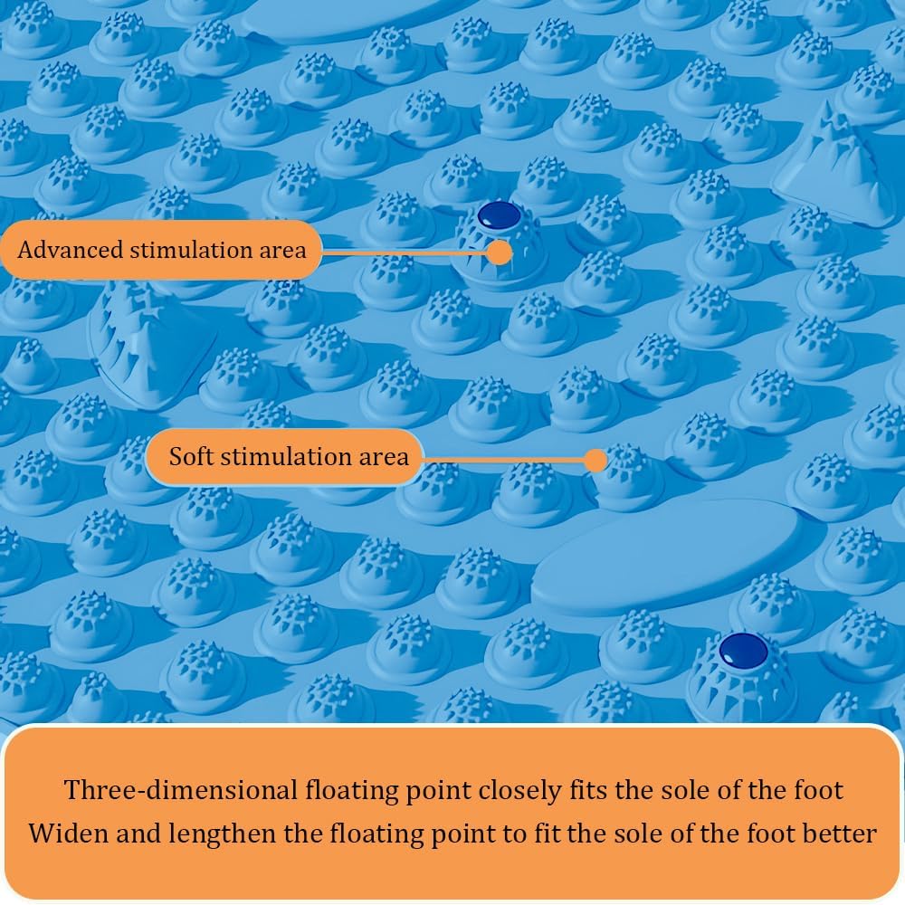 MIUPOO Foot Massage Mat,Relaxation Massage Mat Feet Massage Pad,Acupressure Mat for Feet,Anti Fatigue Walk Stone Acupoint Mat Particle Portable Massage Tool for Walking Long Sitting,Blue,13.4Inches
