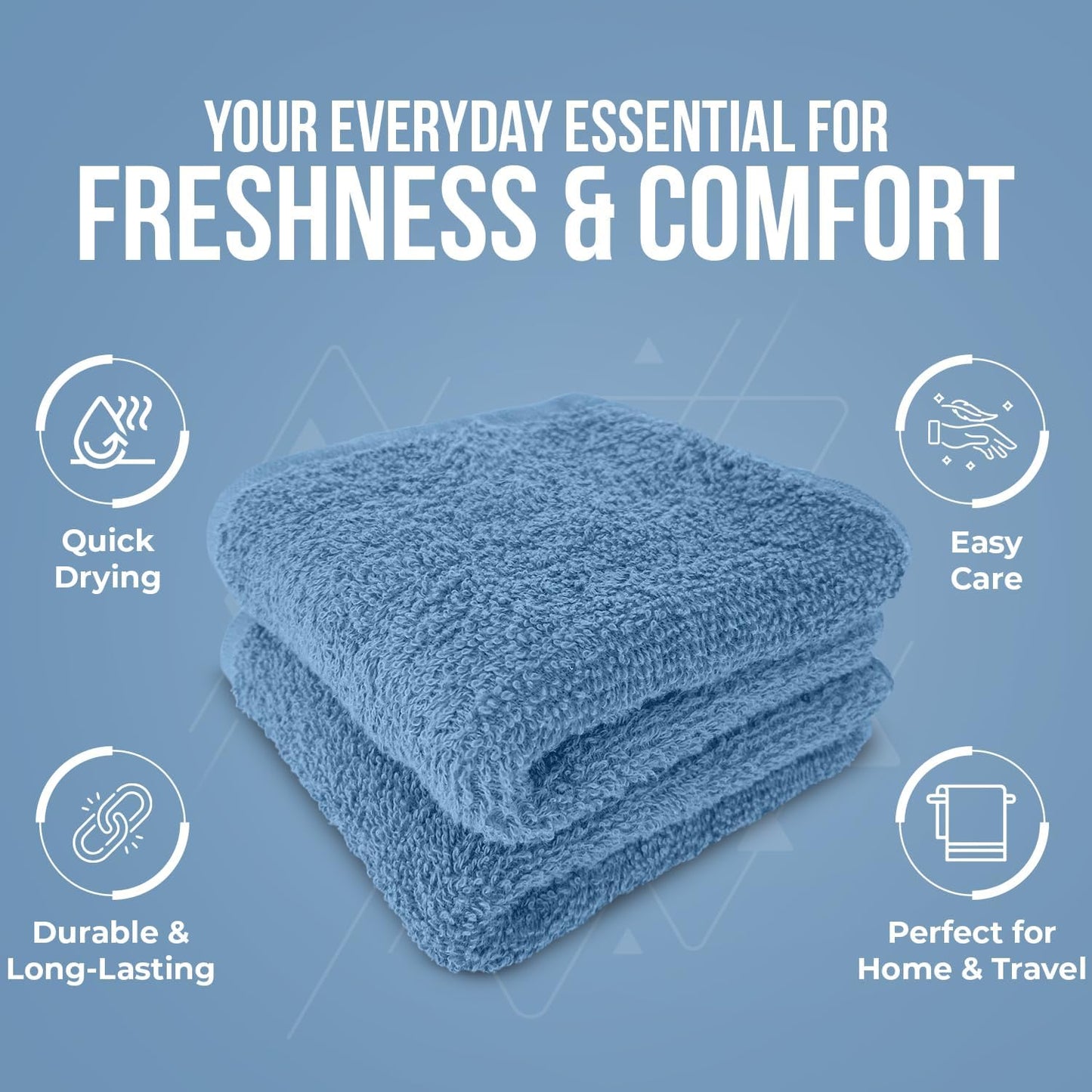 DAN RIVER 100% Cotton Wash Cloths 24 Pack [12x12] Soft & Absorbent wash rag, Gym, Hotels & Spa Perfect for Everyday Use Fingertip Towels, M-Blue