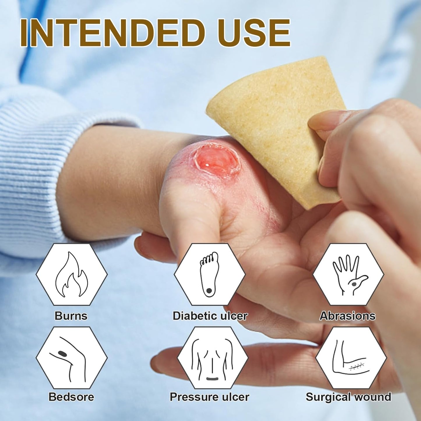 Manuka Honey Calcium Alginate Wound Dressing, 2"x 2" High Absorbency Honey Wound Dressing with Calcium Alginate, Medical Grade Manuka Honey Wound Care Bandages Patches for Wounds(Pack of 10)