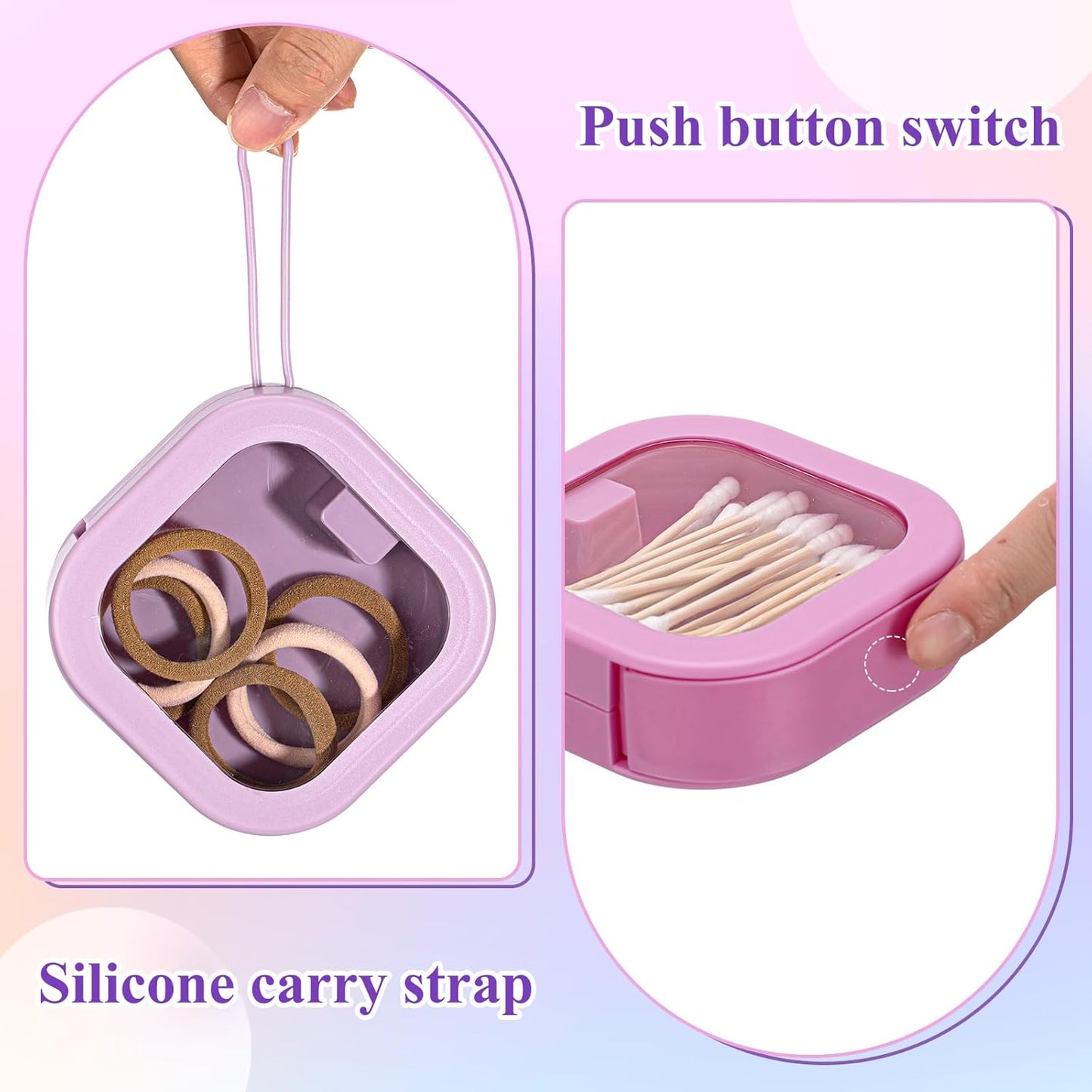 Kathfly 4 Pcs Hair Tie Organizer Portable Accessory Containers Stackable Bobby Pin Holder Home Cotton Swab Dispenser Holder Travel Hair Accessories Jewelry Organizer