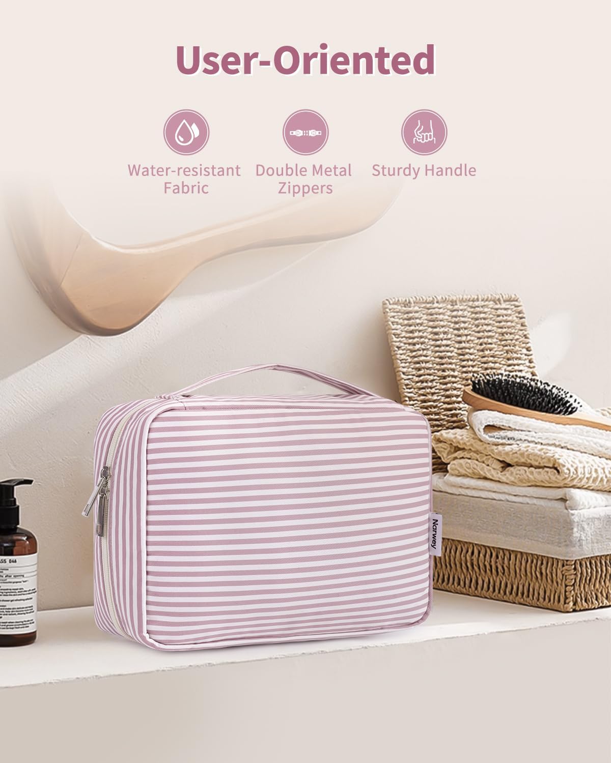 Narwey Small Hanging Travel Toiletry Bag for Women, Travel Bag for Toiletries, Makeup Bag Organizer Cosmetic Bags Make Up Bags for Girls