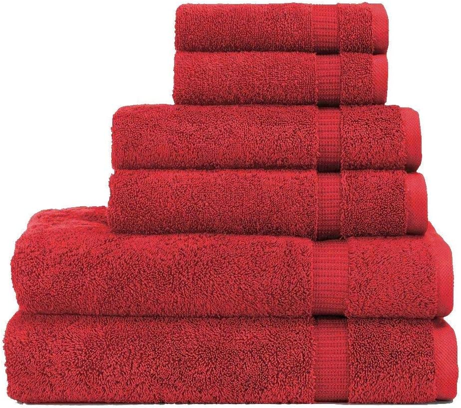 SALBAKOS 100% Turkish Cotton 6-Piece Towel Set | Heirloom Quality Hotel & Spa Collection | Ultra Soft, Super Absorbent 2 Washcloth, 2 Hand, 2 Bath Towel Sets | Made in Turkey (Wine, 6 Piece Towel Set)