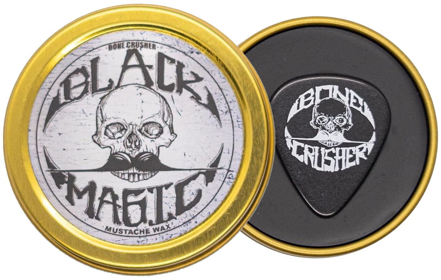 Black Mustache Wax | Black Magic Death Grip Moustache Wax | Hide Grey Hair In Beard Or Moustache | Extra Strong Hold Mustache Wax Unscented | 1 oz Tin Heat Source Required (Black Magic Bone Crusher)