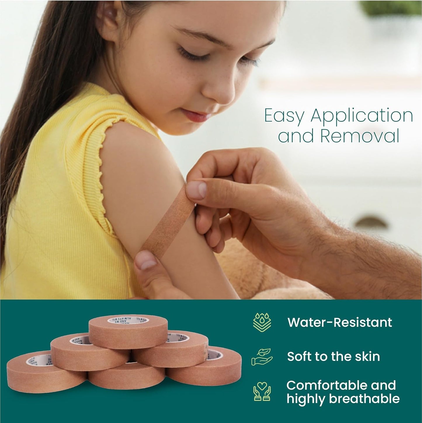 Tan Surgical Tape 0.5" x 11yd (6 Rolls) +10pc Gauze Pads | Microporous Micropore Tape | Skin Coloured Nose Tape|Medical Tape for Skin, Dressings,Face, Wound Care | First Aid Bandage Tape