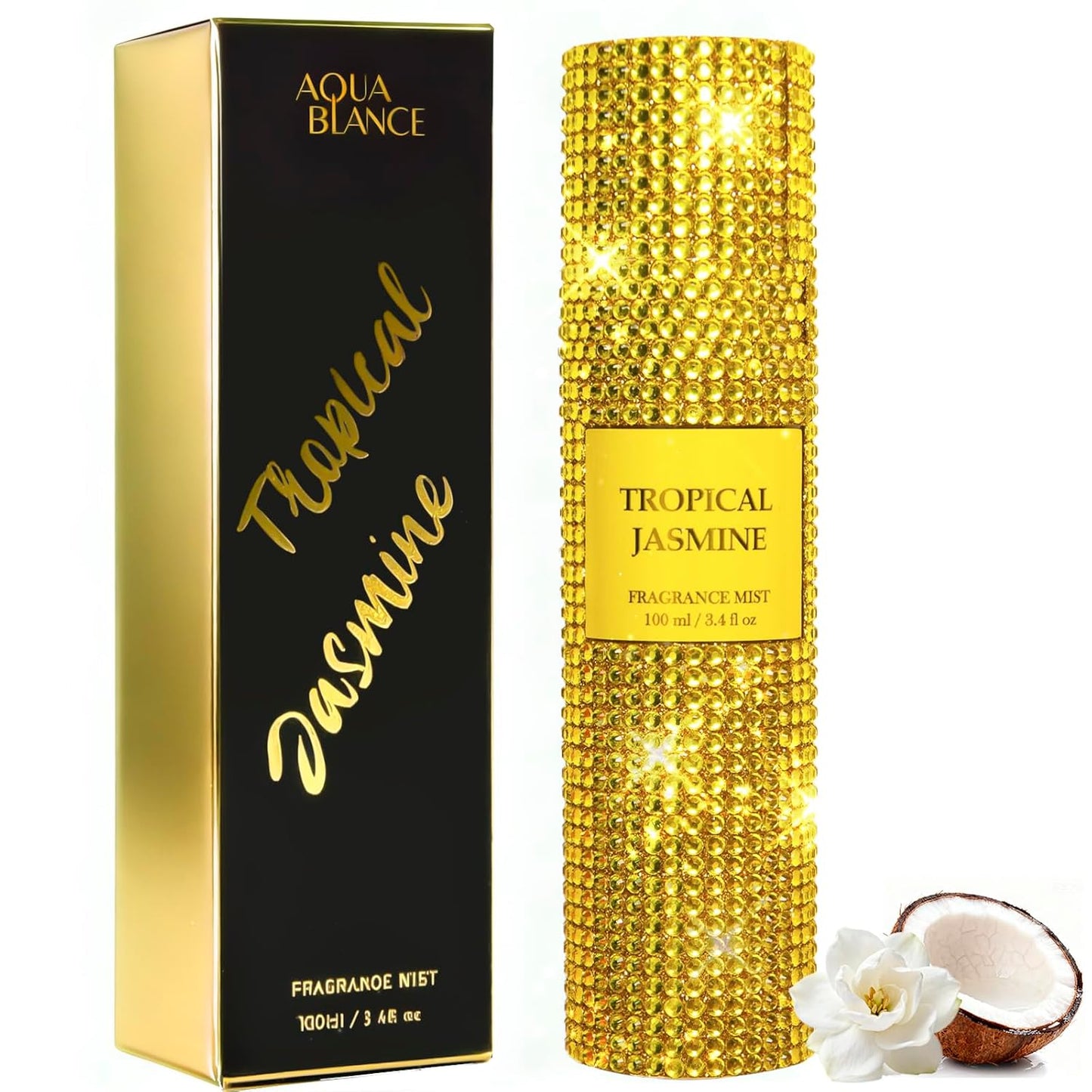 Body Spray for Women, Tropical Jasmine, Diamond embellished Fragrance Mist, 3.4 fl oz